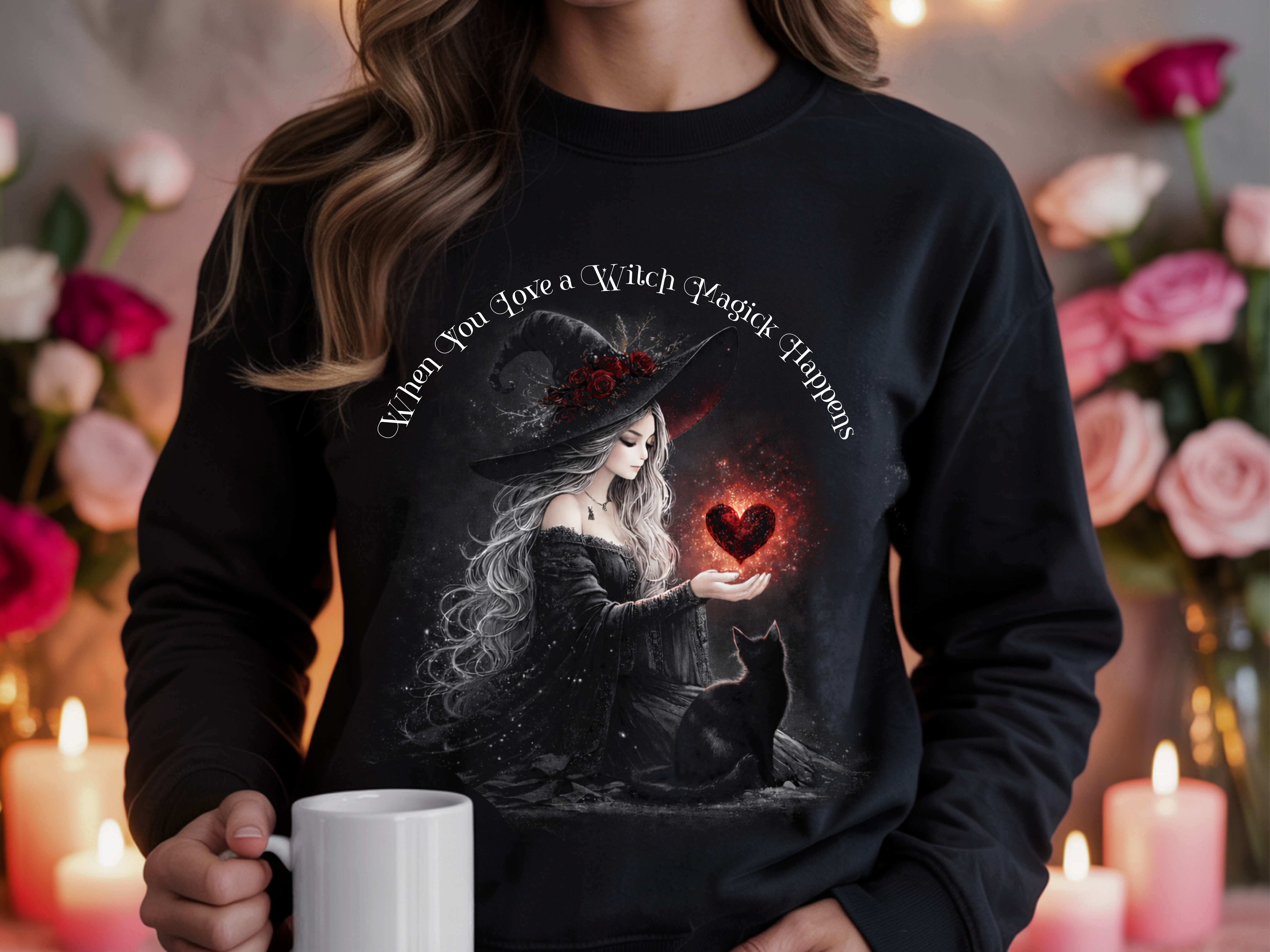 When You Love A Witch, Magick Happens Sweatshirt, Cozy Witchy Crewneck product thumbnail image When You Love A Witch, Magick Happens Sweatshirt, Cozy Witchy Crewneck product thumbnail image