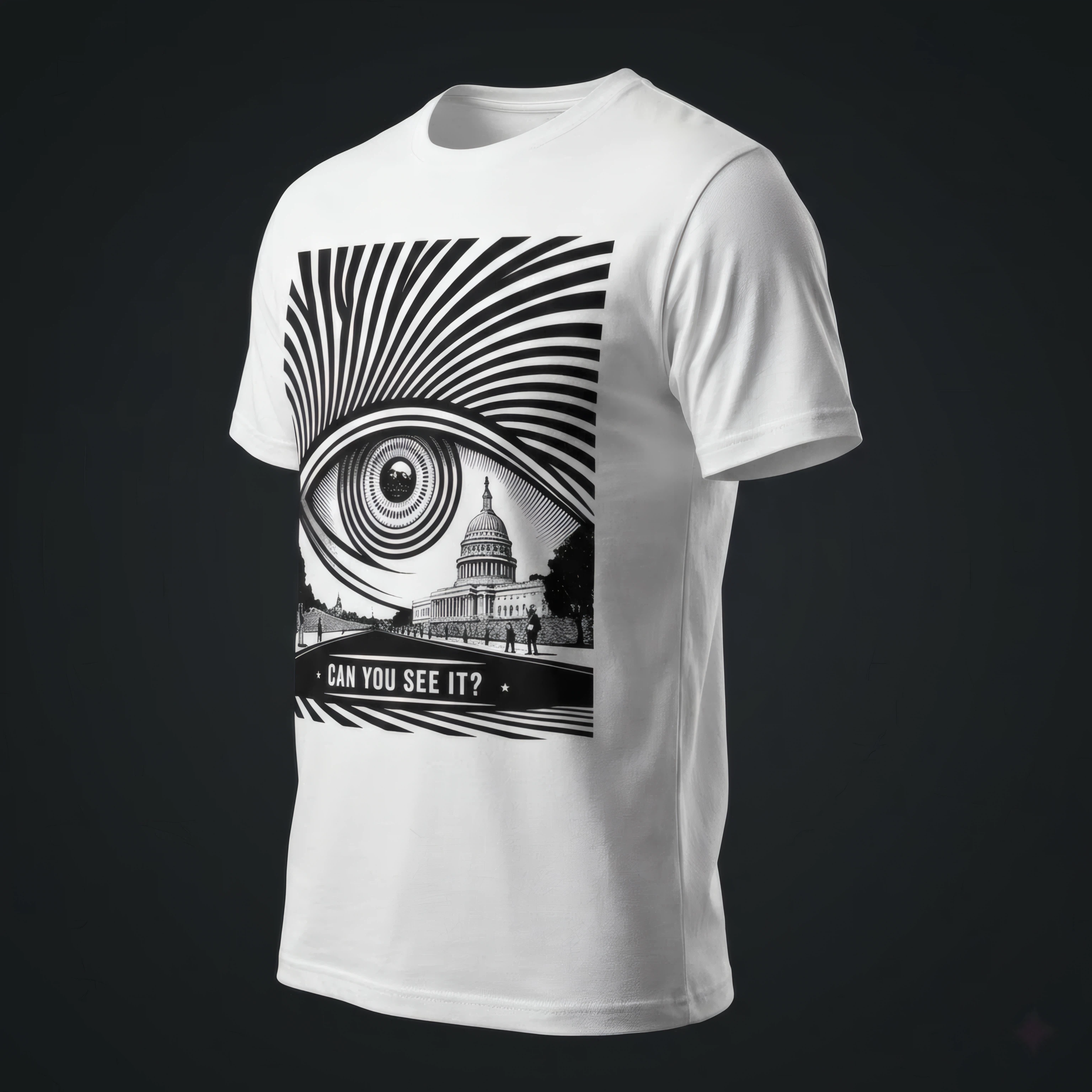 "Can You See It? Surreal Eye Capitol T-Shirt | Conspiracy Political Art Tee" product thumbnail image "Can You See It? Surreal Eye Capitol T-Shirt | Conspiracy Political Art Tee" product thumbnail image