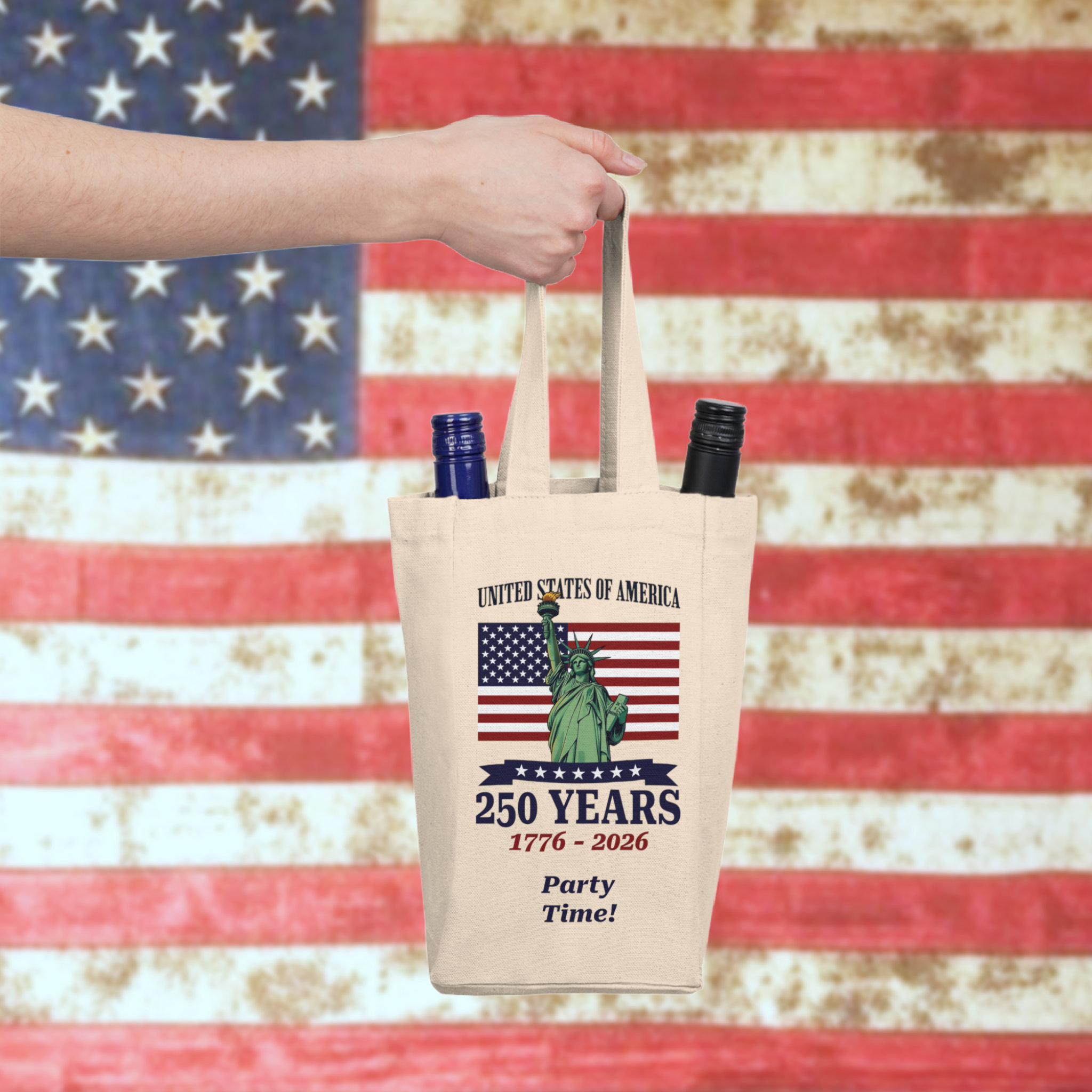 Personalizable Statue of Liberty 250 Years Wine Carrier Tote Bag product thumbnail image Personalizable Statue of Liberty 250 Years Wine Carrier Tote Bag product thumbnail image