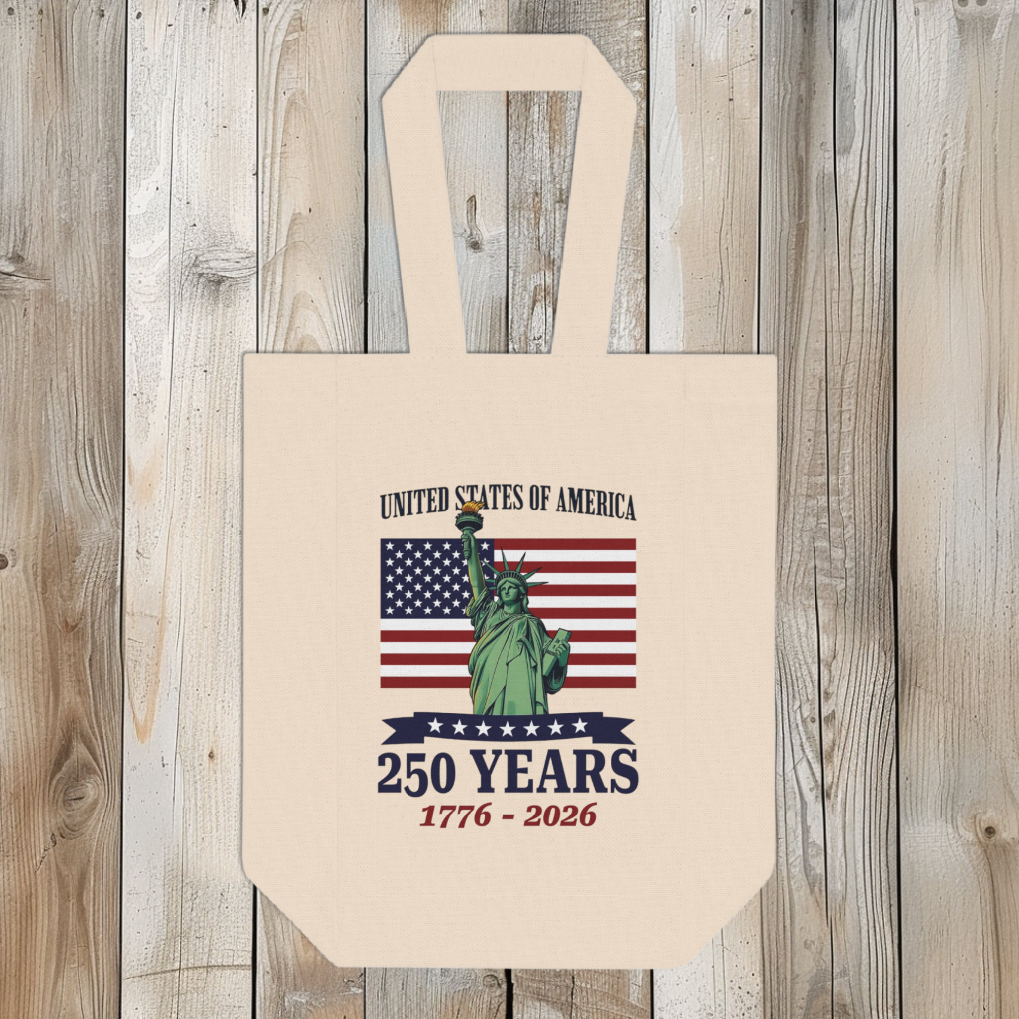 Personalizable Statue of Liberty 250 Years Wine Carrier Tote Bag product thumbnail image