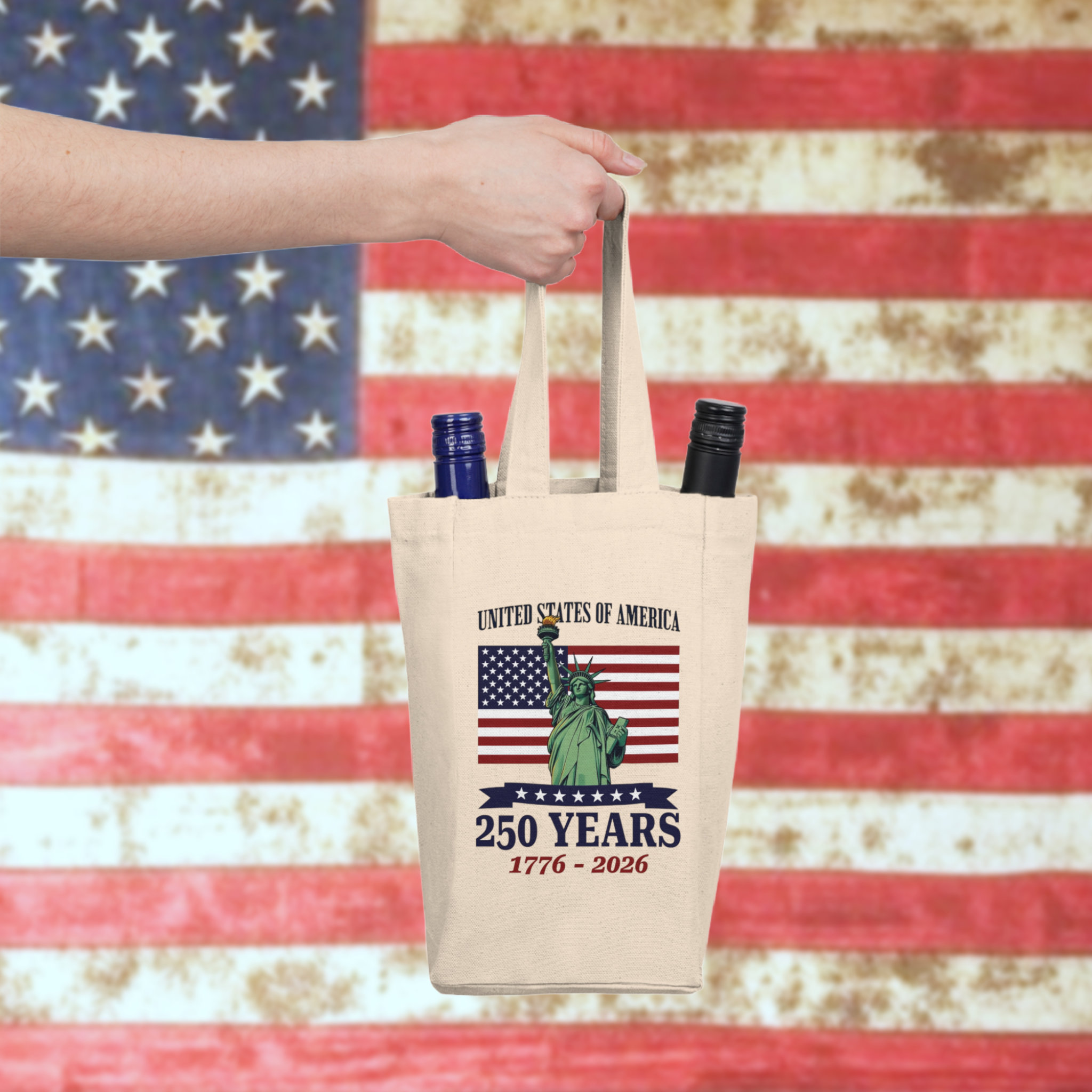 Personalizable Statue of Liberty 250 Years Wine Carrier Tote Bag product thumbnail image Personalizable Statue of Liberty 250 Years Wine Carrier Tote Bag product thumbnail image