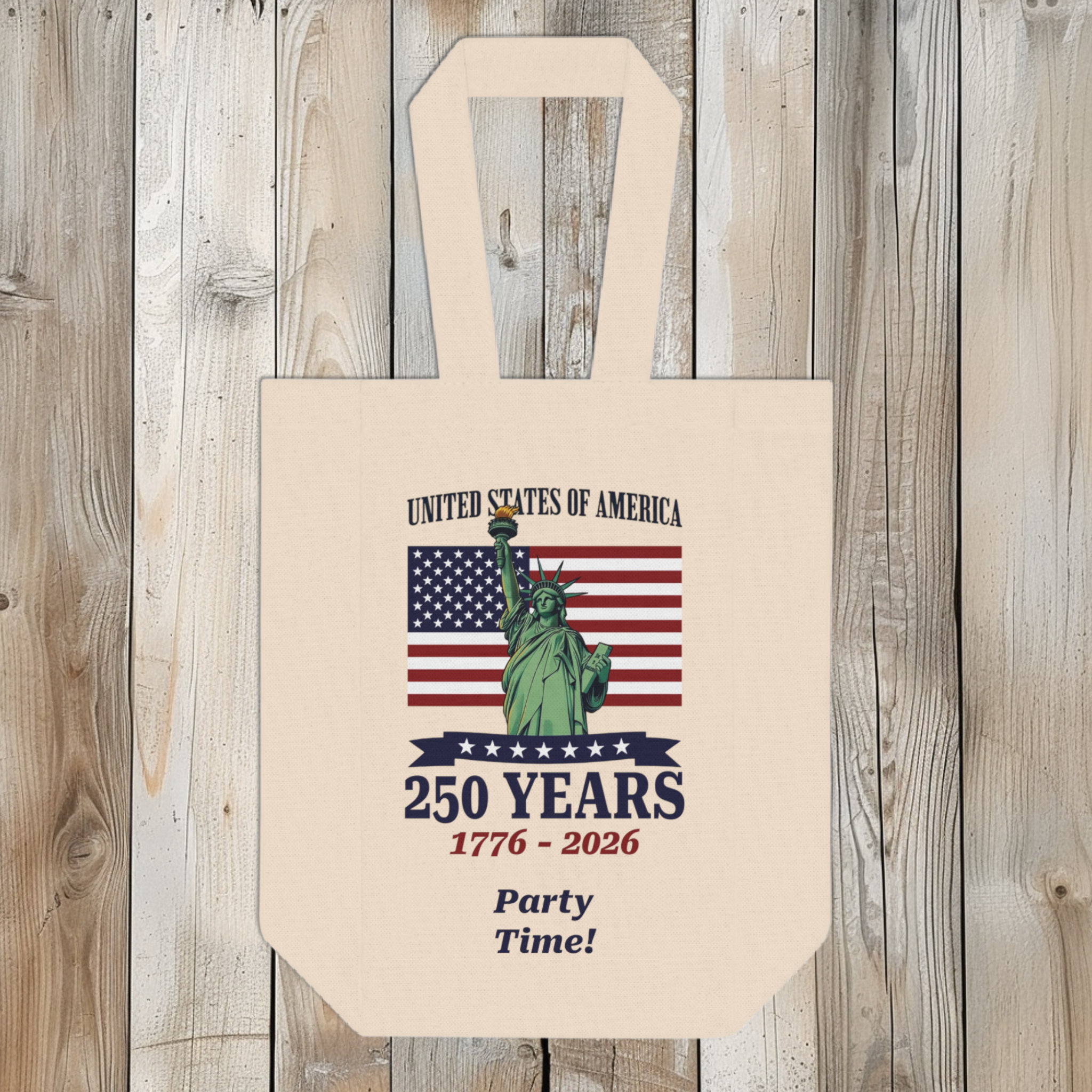 Personalizable Statue of Liberty 250 Years Wine Carrier Tote Bag product thumbnail image