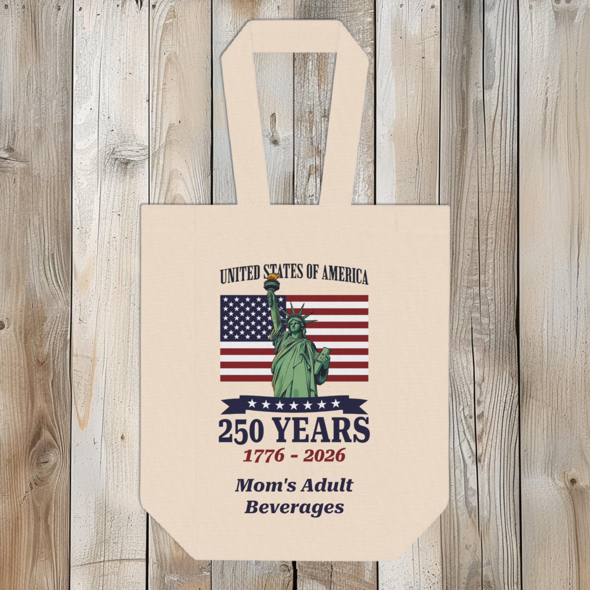 Personalizable Statue of Liberty 250 Years Wine Carrier Tote Bag product thumbnail image