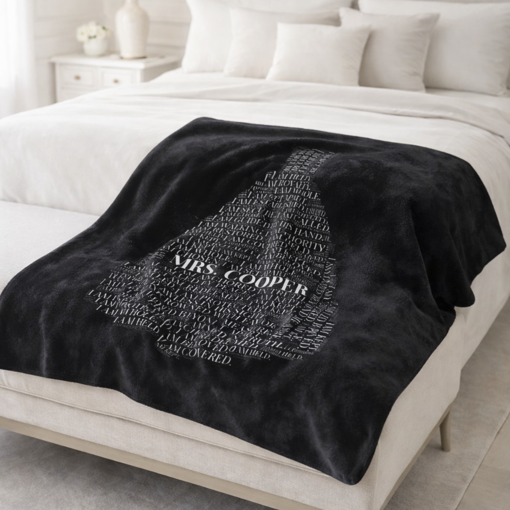 BrideEra Prayer Closet Essential| Personalized “Covered by the Word” Black Plush Blanket | Scripture Affirmation Throw  product thumbnail image