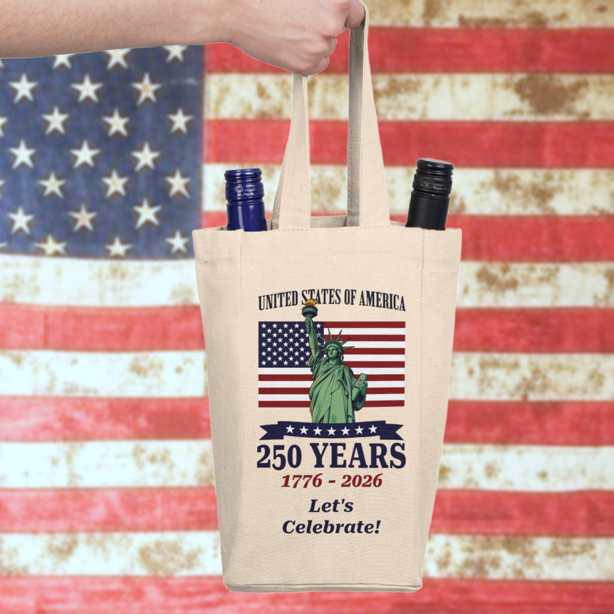 Personalizable Statue of Liberty 250 Years Wine Carrier Tote Bag product thumbnail image Personalizable Statue of Liberty 250 Years Wine Carrier Tote Bag product thumbnail image