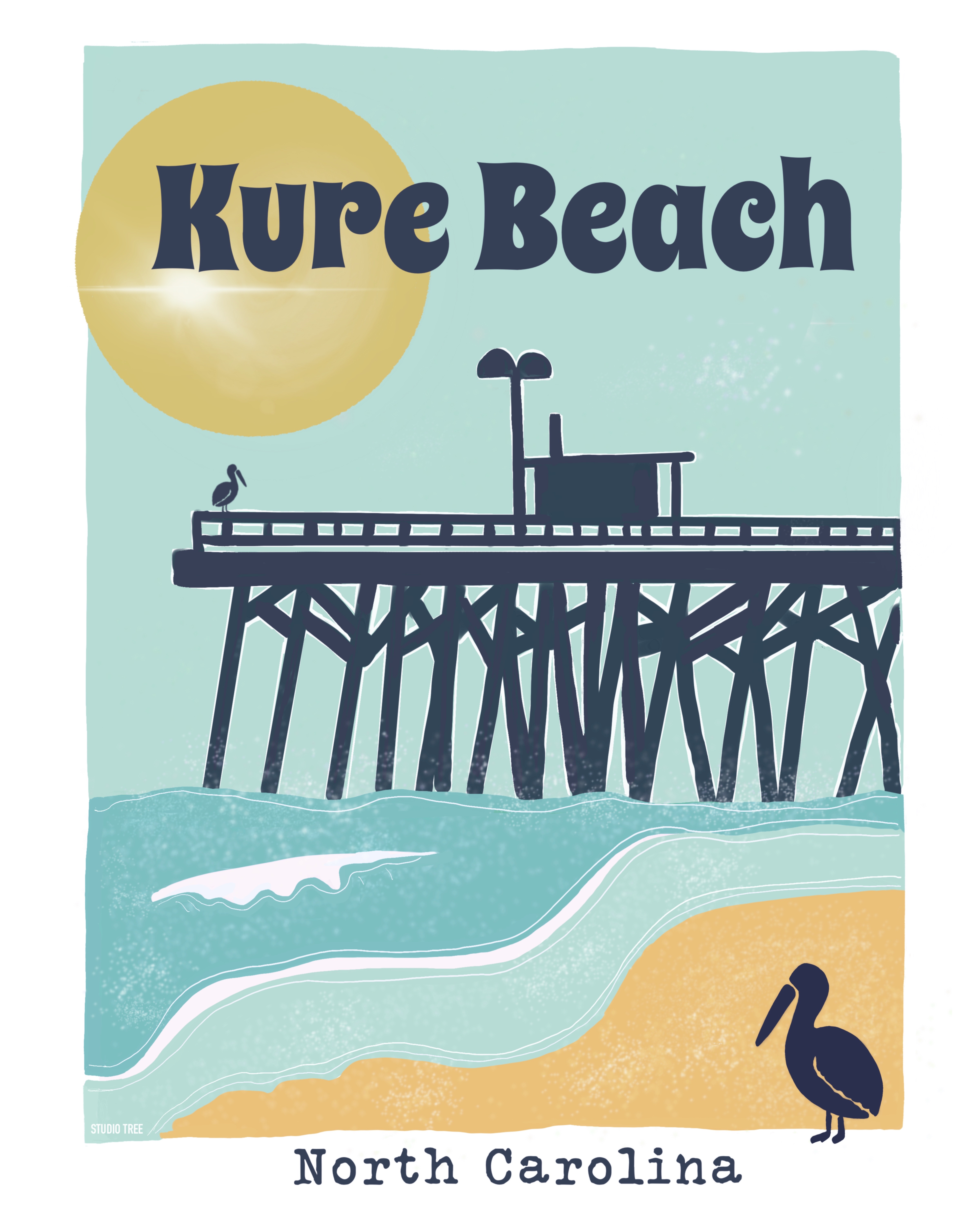 Kure Beach Pier Print: North Carolina Coastal Art Premium Matte Posters