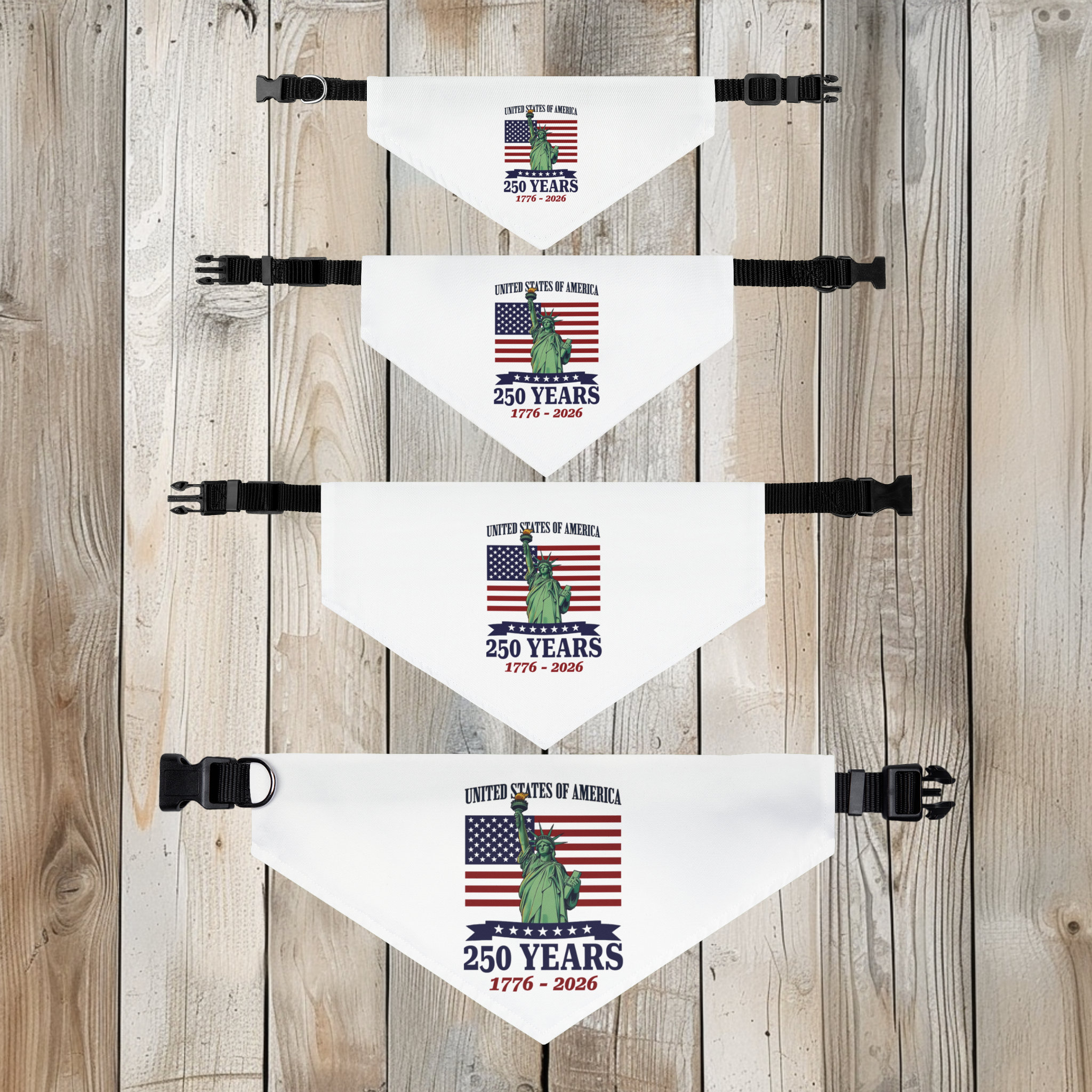 Patriotic Statue of Liberty Pet Bandana Collar: 250 Year Semiquincentennial 1776-2026 Dog Gear product thumbnail image Patriotic Statue of Liberty Pet Bandana Collar: 250 Year Semiquincentennial 1776-2026 Dog Gear product thumbnail image