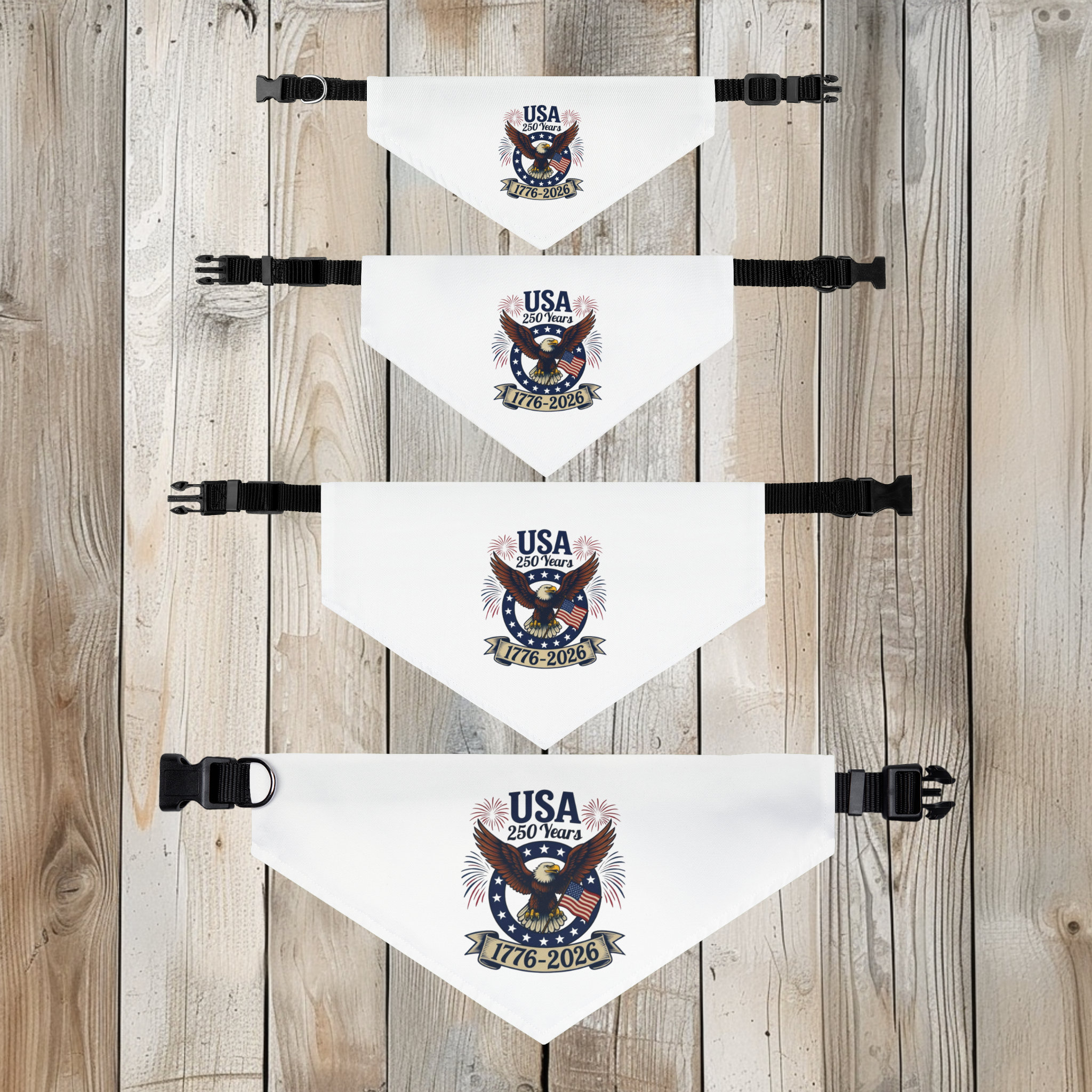 Patriotic American Eagle Pet Bandana Collar: 250 Year Semiquincentennial 1776-2026 Dog Gear product thumbnail image Patriotic American Eagle Pet Bandana Collar: 250 Year Semiquincentennial 1776-2026 Dog Gear product thumbnail image