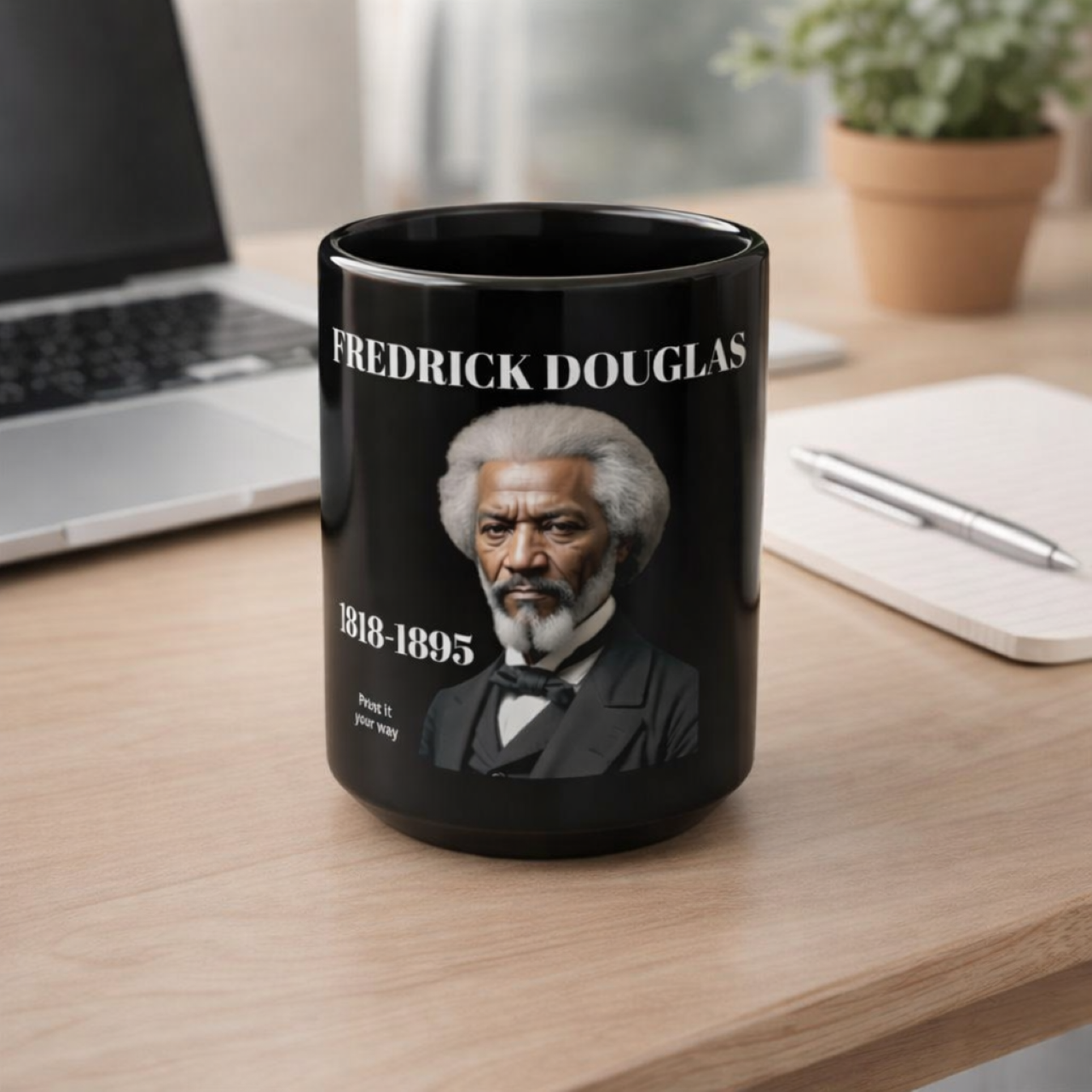 Personalized; Fredrick Douglas; Historical Abolitionist Portrait Mug | Black Ceramic Coffee Mug product thumbnail image Personalized; Fredrick Douglas; Historical Abolitionist Portrait Mug | Black Ceramic Coffee Mug product thumbnail image