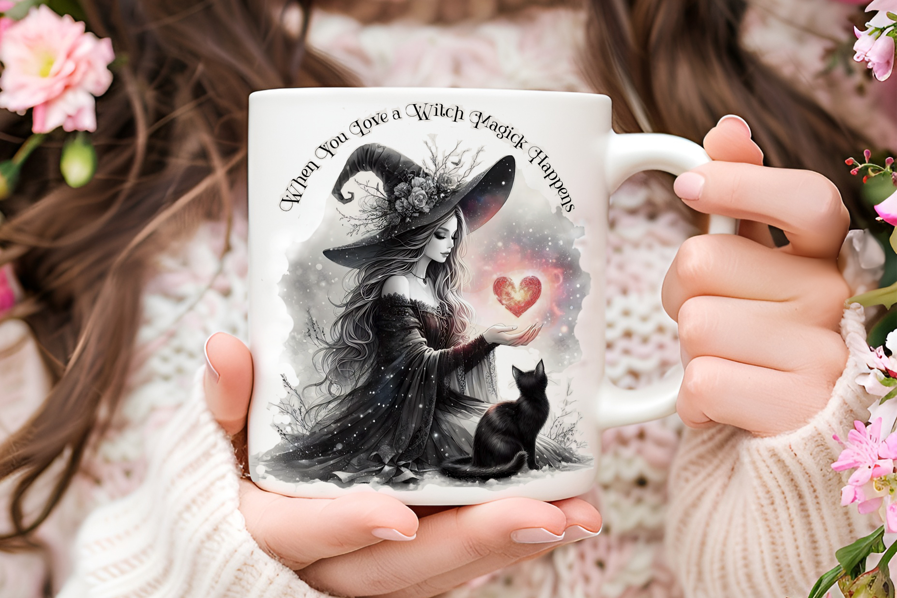 When You Love a Witch Magick Happens Mug, Witchy Valentine Gift, Romantic Witch Coffee Cup, 11oz 15oz product thumbnail image