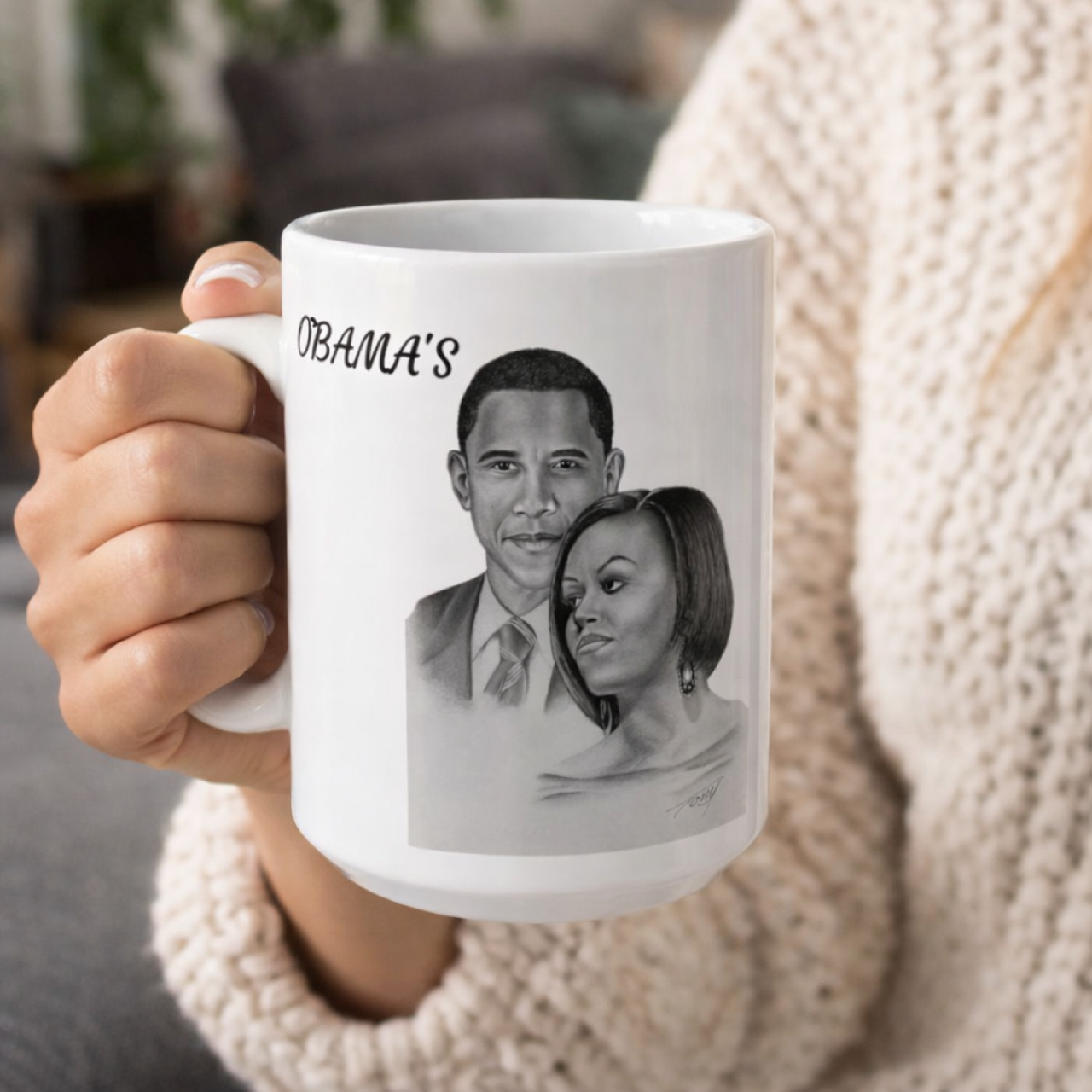 15oz Portrait Coffee Mug — Iconic Presidential Couple Illustration product thumbnail image