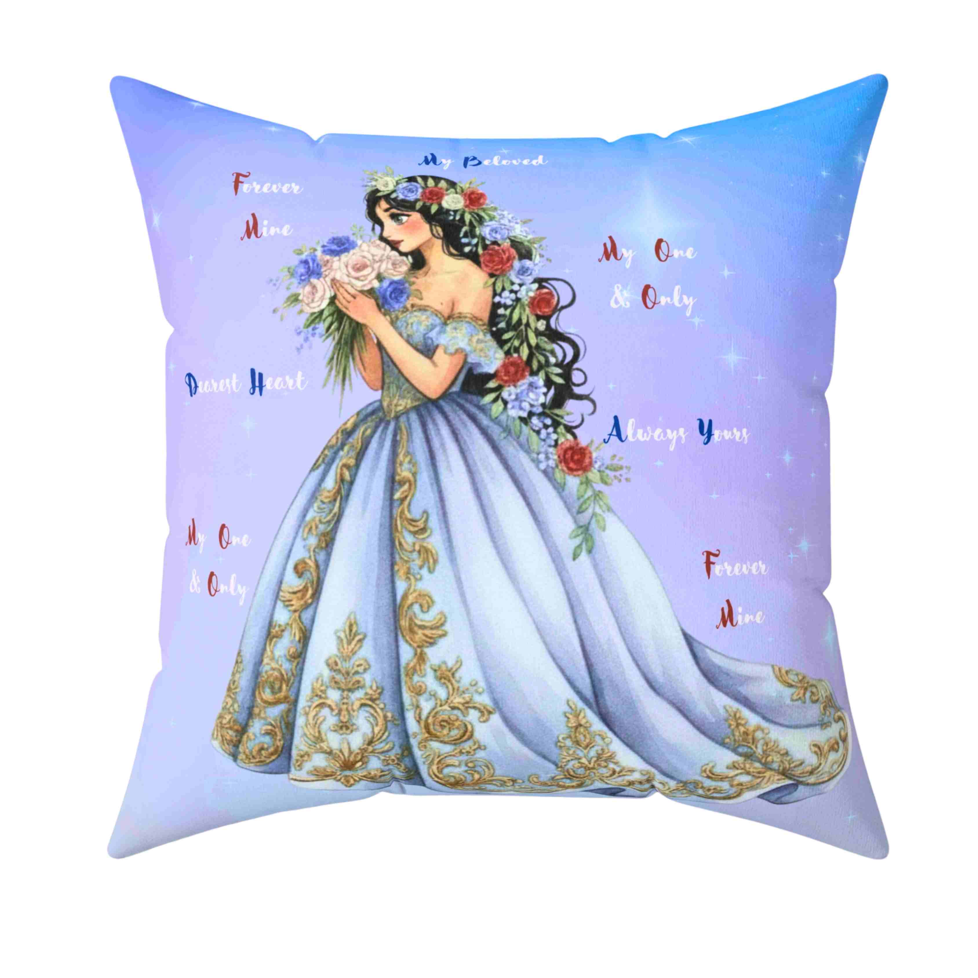 Romantic Princess Floral Gown Decorative Pillow, Square Washable Cushion product thumbnail image Romantic Princess Floral Gown Decorative Pillow, Square Washable Cushion product thumbnail image