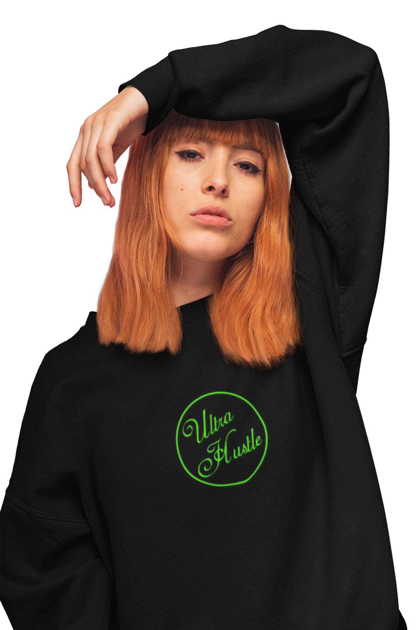 Ultra Hustle Sophisticate Logo Unisex Long Sleeve Tee  'Neon Green Minimal Logo' product thumbnail image