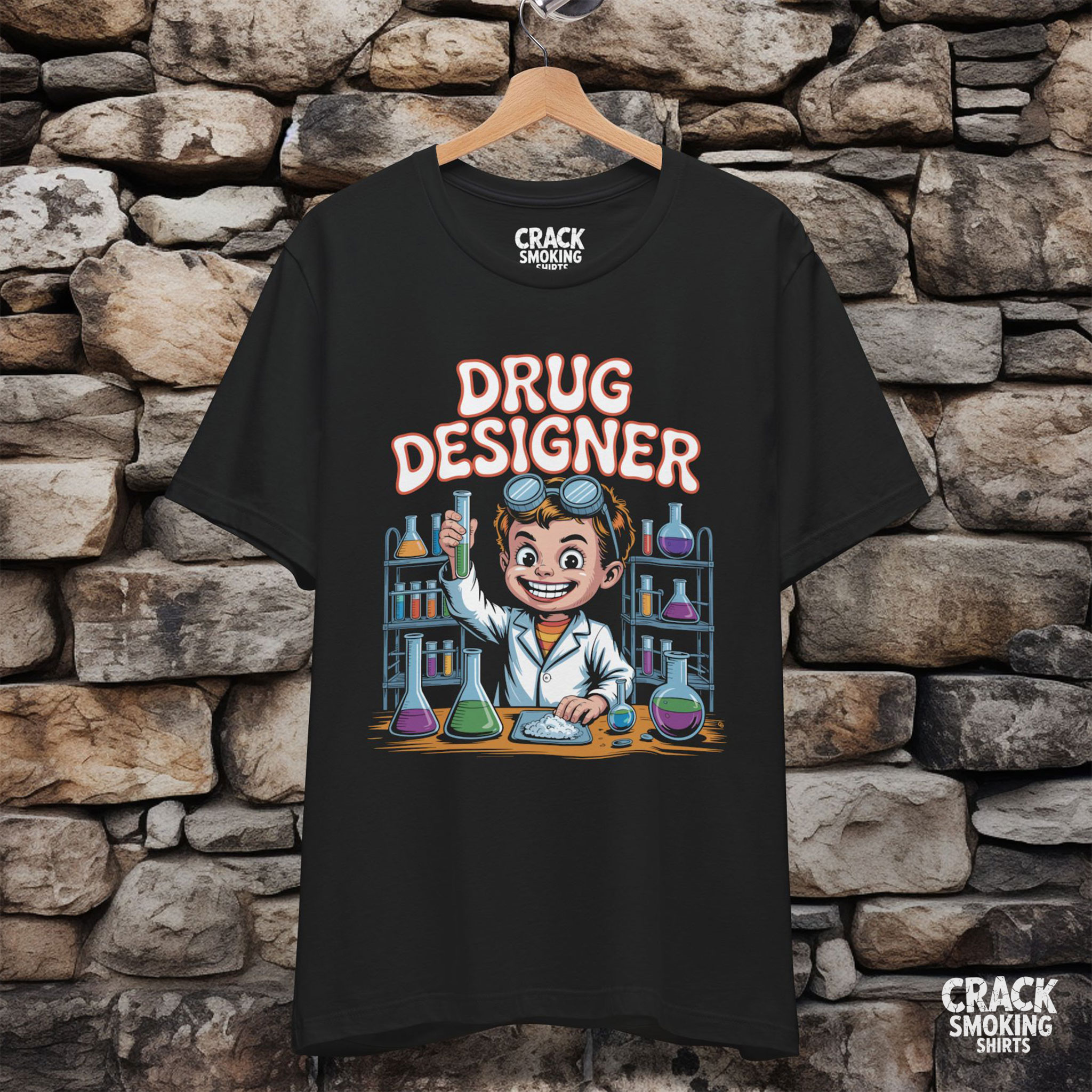 Drug Designer – Retro Mad Scientist Kid in Chemistry Lab Unisex T-Shirt product thumbnail image