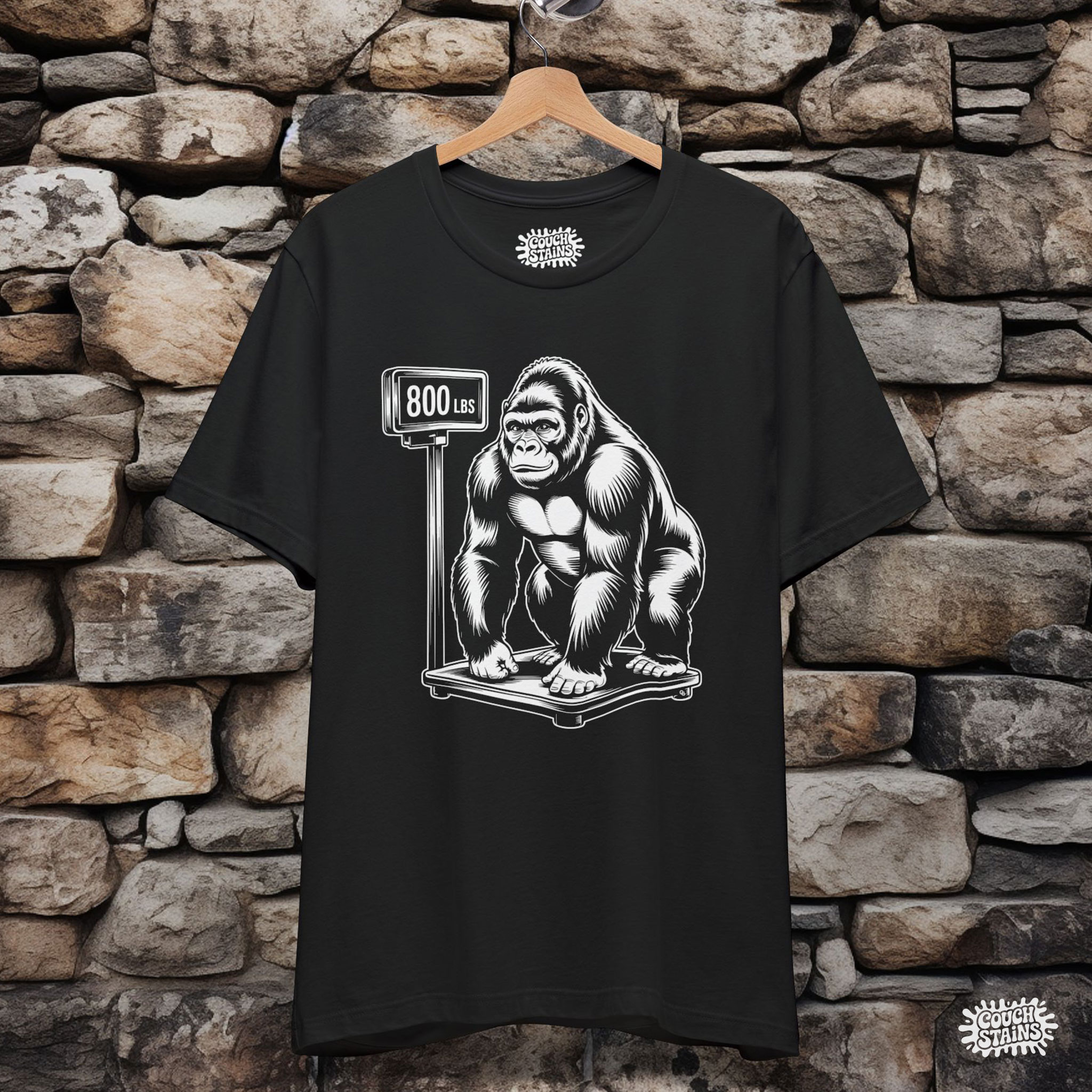 Weighing In at 800 Pounds — Gorilla Scale Graphic Unisex T-Shirt product thumbnail image