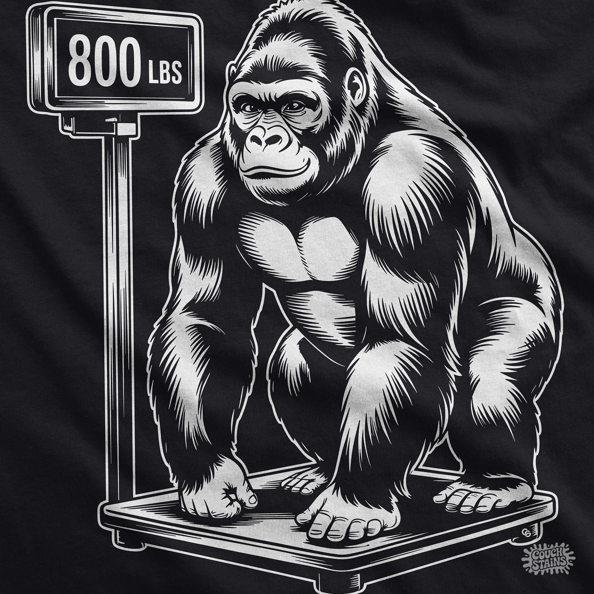 Weighing In at 800 Pounds — Gorilla Scale Graphic Unisex T-Shirt product thumbnail image Weighing In at 800 Pounds — Gorilla Scale Graphic Unisex T-Shirt product thumbnail image