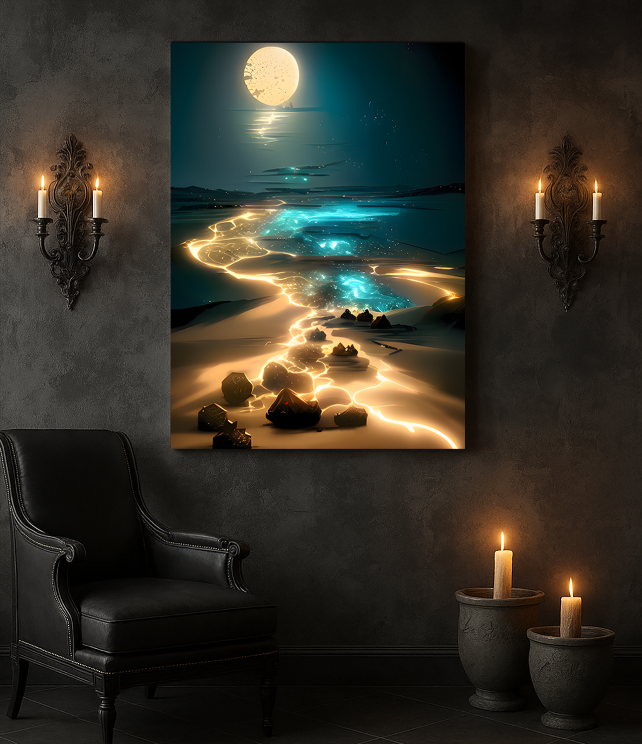 Rolled Poster | Spiritual Fantasy Graphic Moonlight Beach 