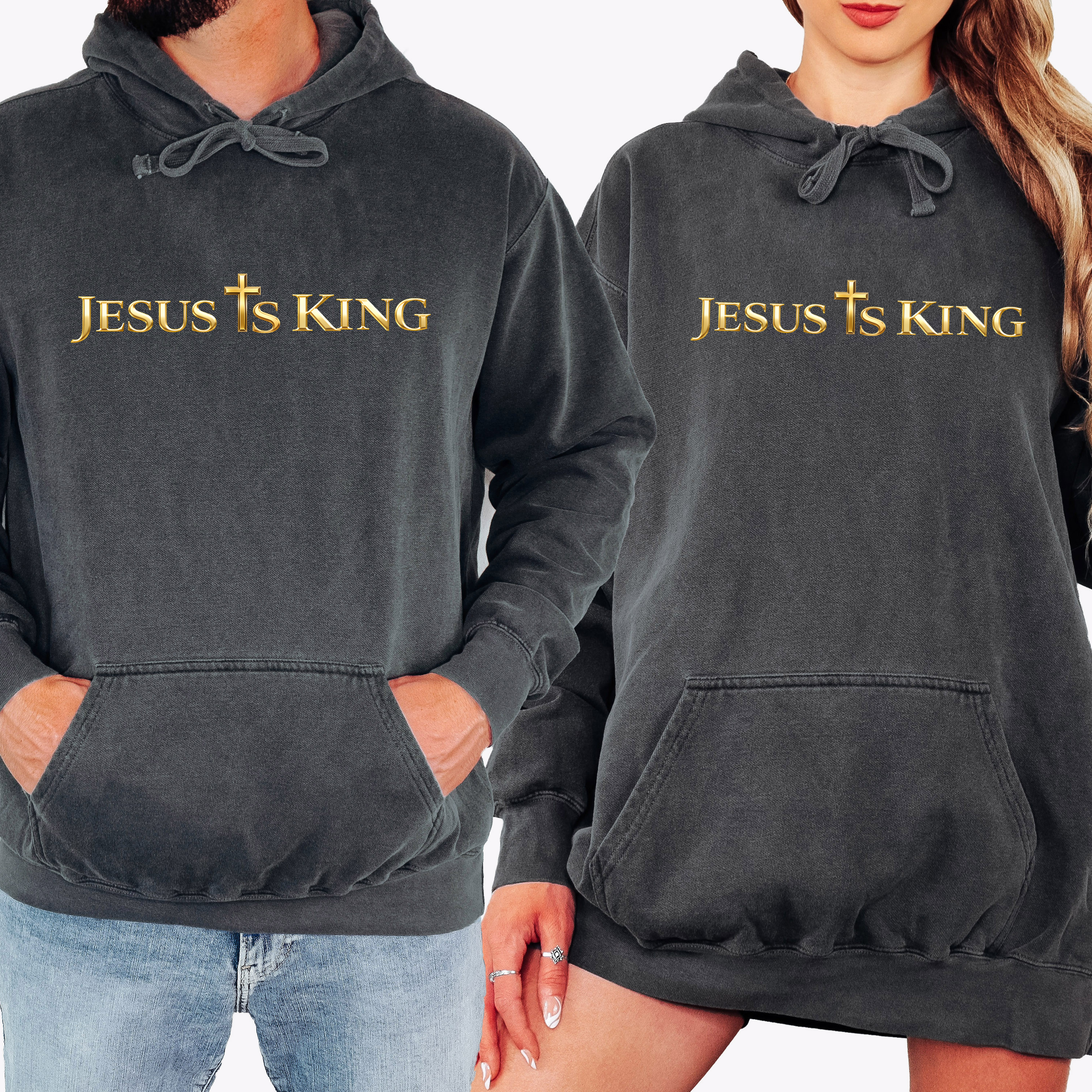 Christian Jesus Is King Gold Hoodie | Christian Faith Heirloom Gold Hoodie | Unisex Comfort Colors 1567 Hoodie product thumbnail image