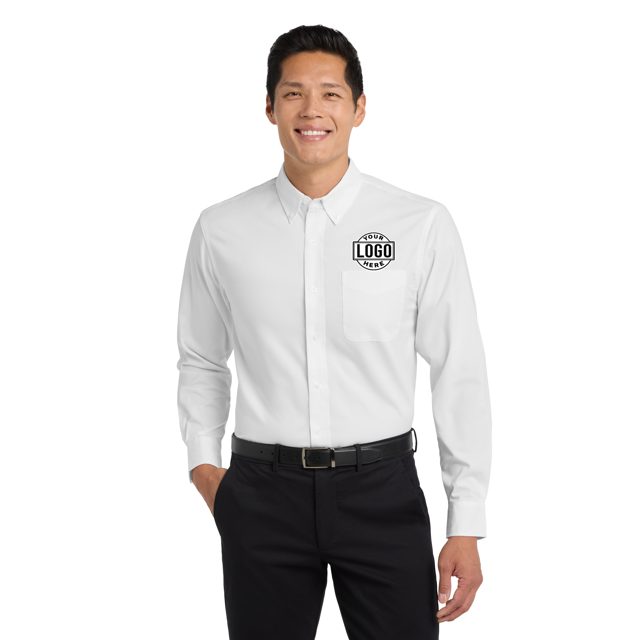 Embroidered Chest Logo Long Sleeve Shirt