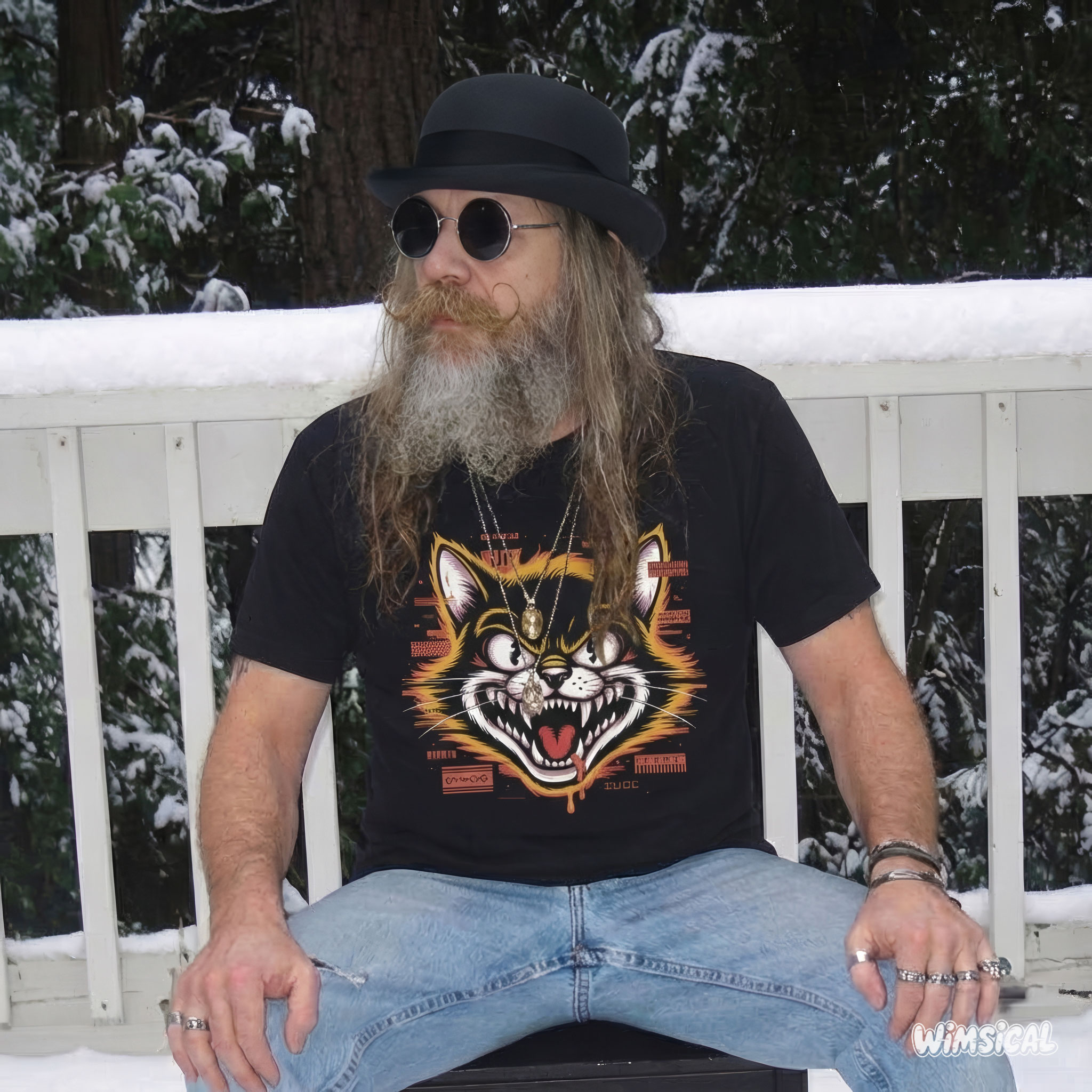 Glitchcore Cat Attack – Cyberpunk Psyop Kitty Unisex T-Shirt product thumbnail image