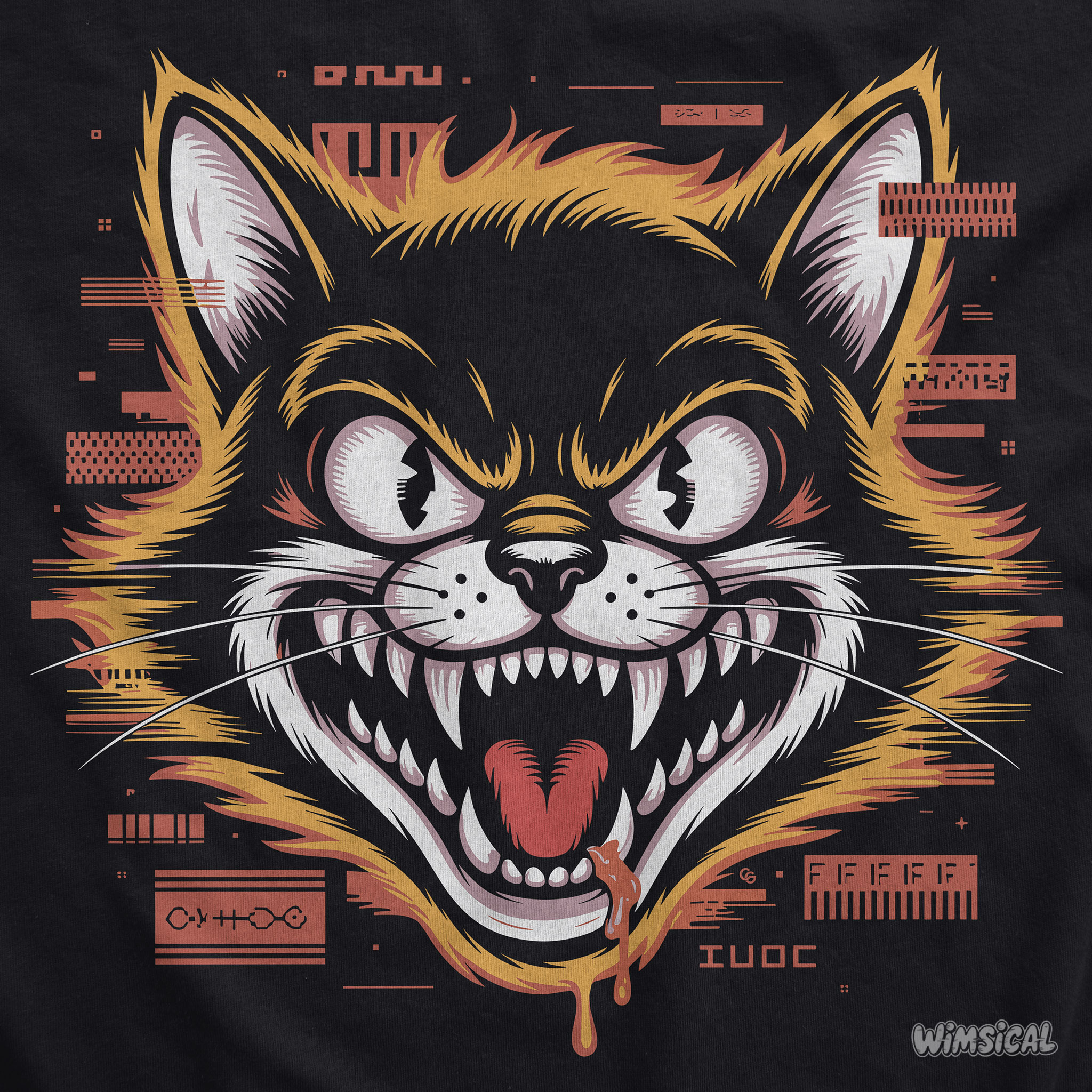 Glitchcore Cat Attack – Cyberpunk Psyop Kitty Unisex T-Shirt