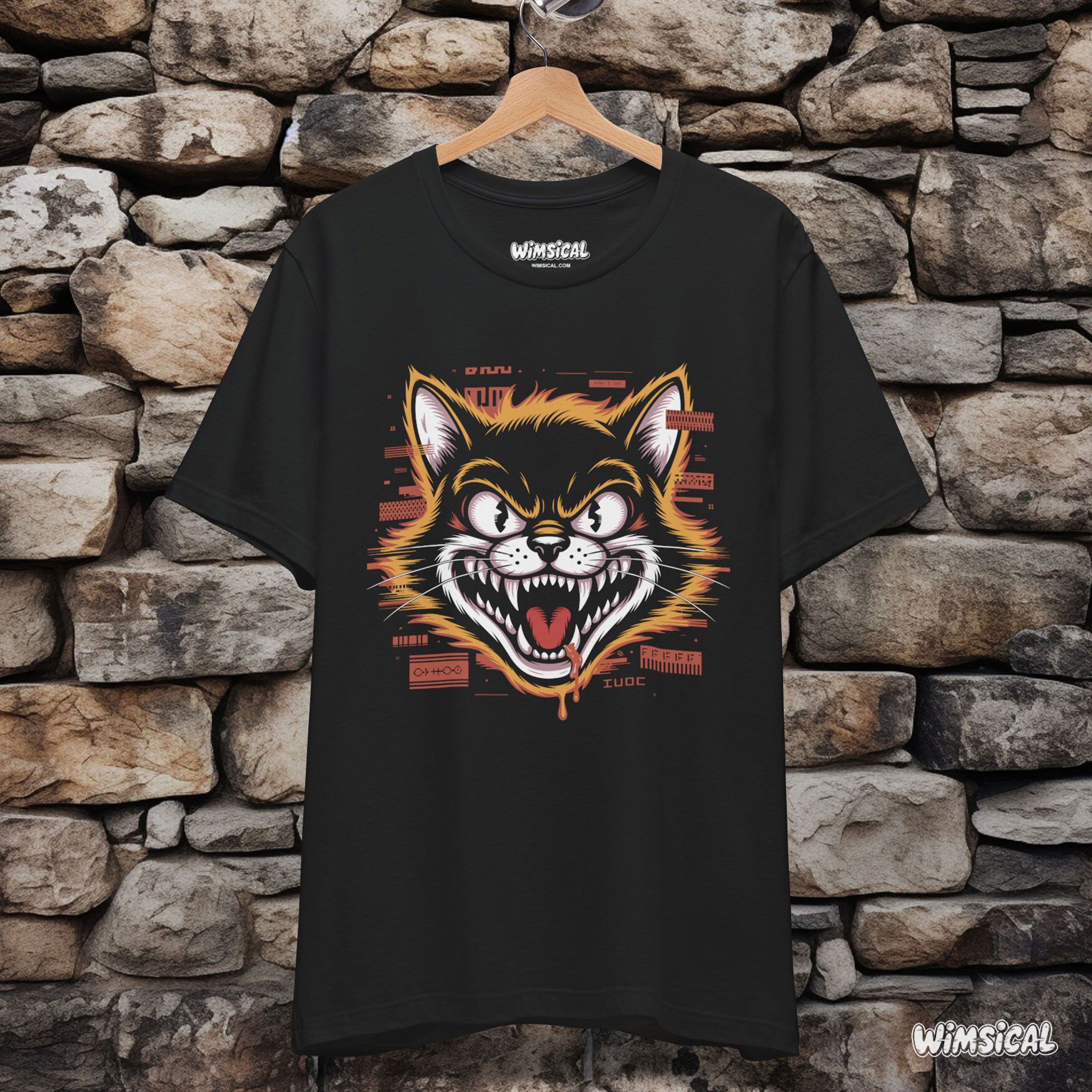 Glitchcore Cat Attack – Cyberpunk Psyop Kitty Unisex T-Shirt product thumbnail image