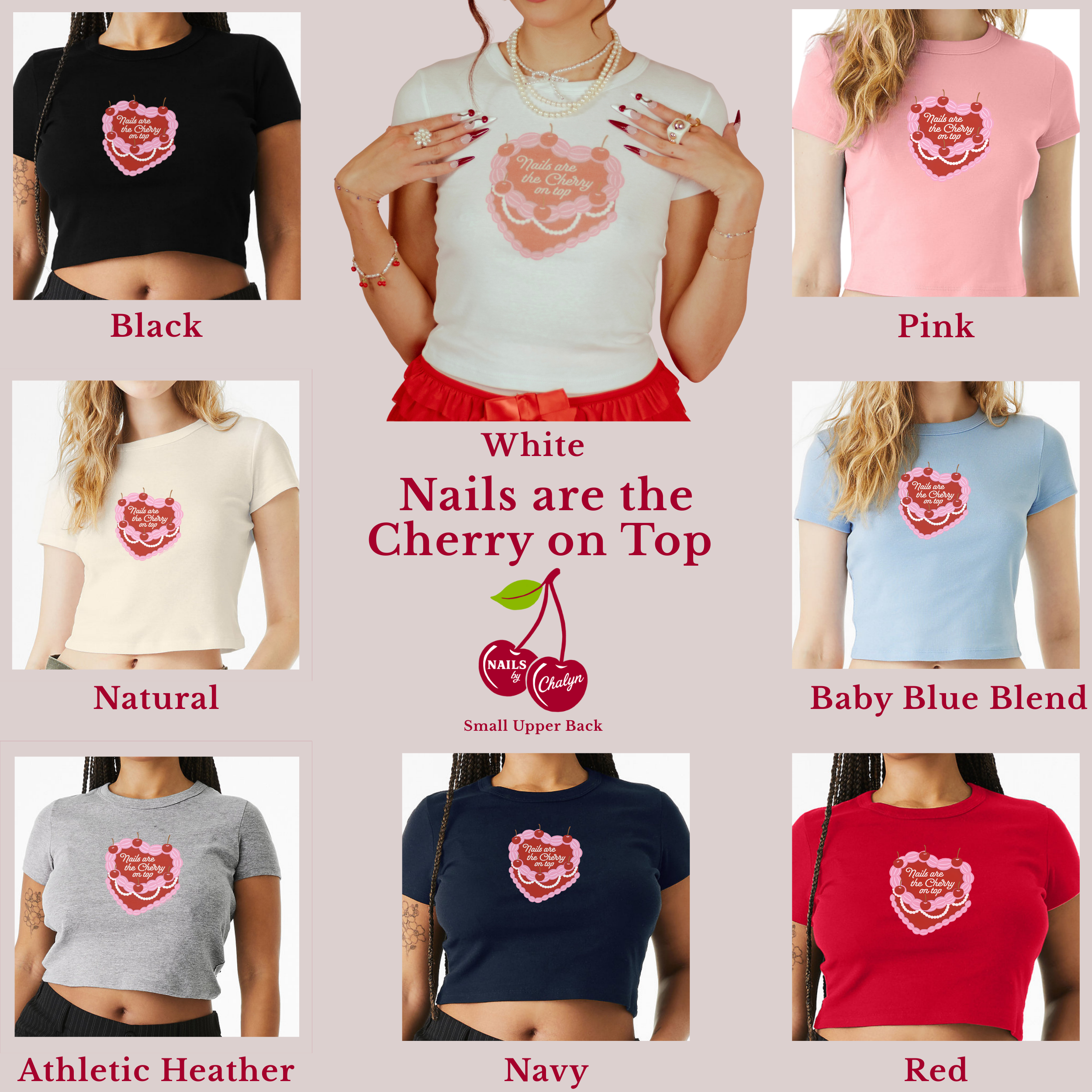Nails are the Cherry on Top; Bella & Canvas Baby Tee product thumbnail image Nails are the Cherry on Top; Bella & Canvas Baby Tee product thumbnail image