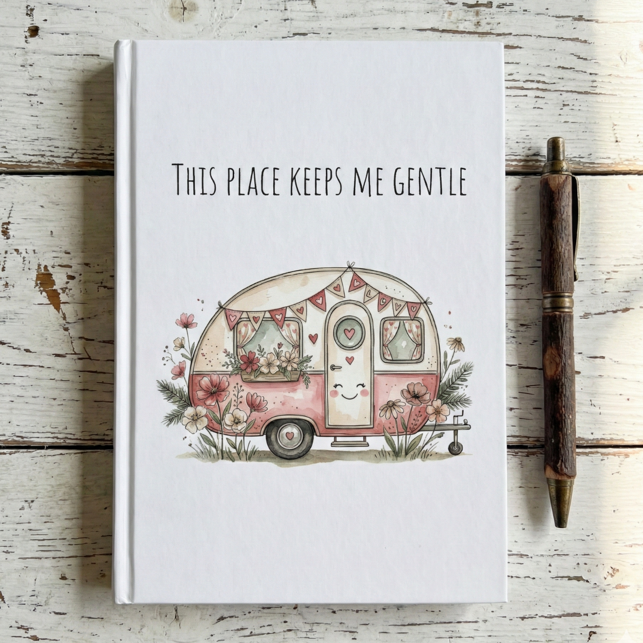 Camping Journal “This Place Keeps Me Gentle” – Cozy Camper Notebook product thumbnail image