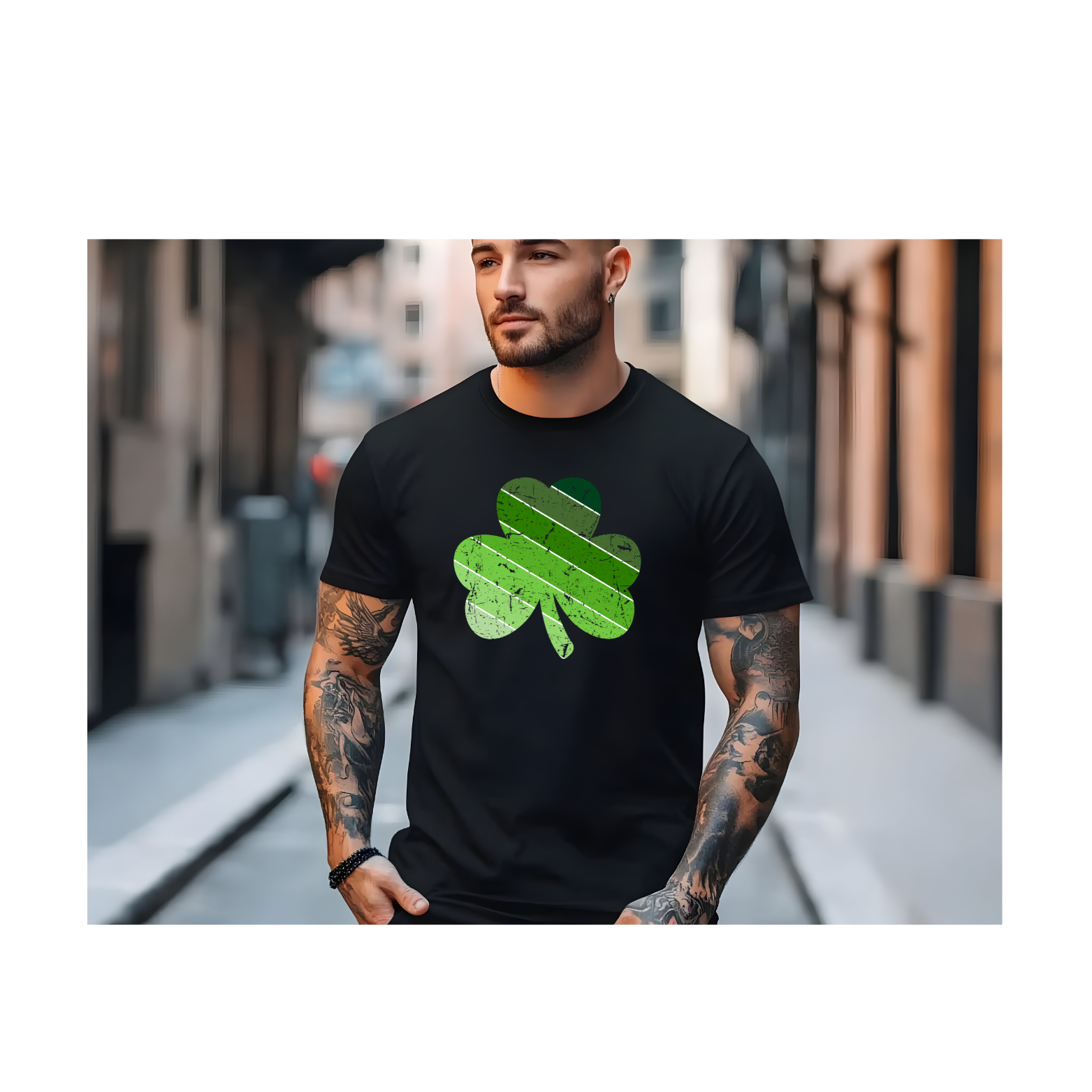 Distressed Green Shamrock T-Shirt — St. Patricks Day Lucky Clover Tee product thumbnail image Distressed Green Shamrock T-Shirt — St. Patricks Day Lucky Clover Tee product thumbnail image