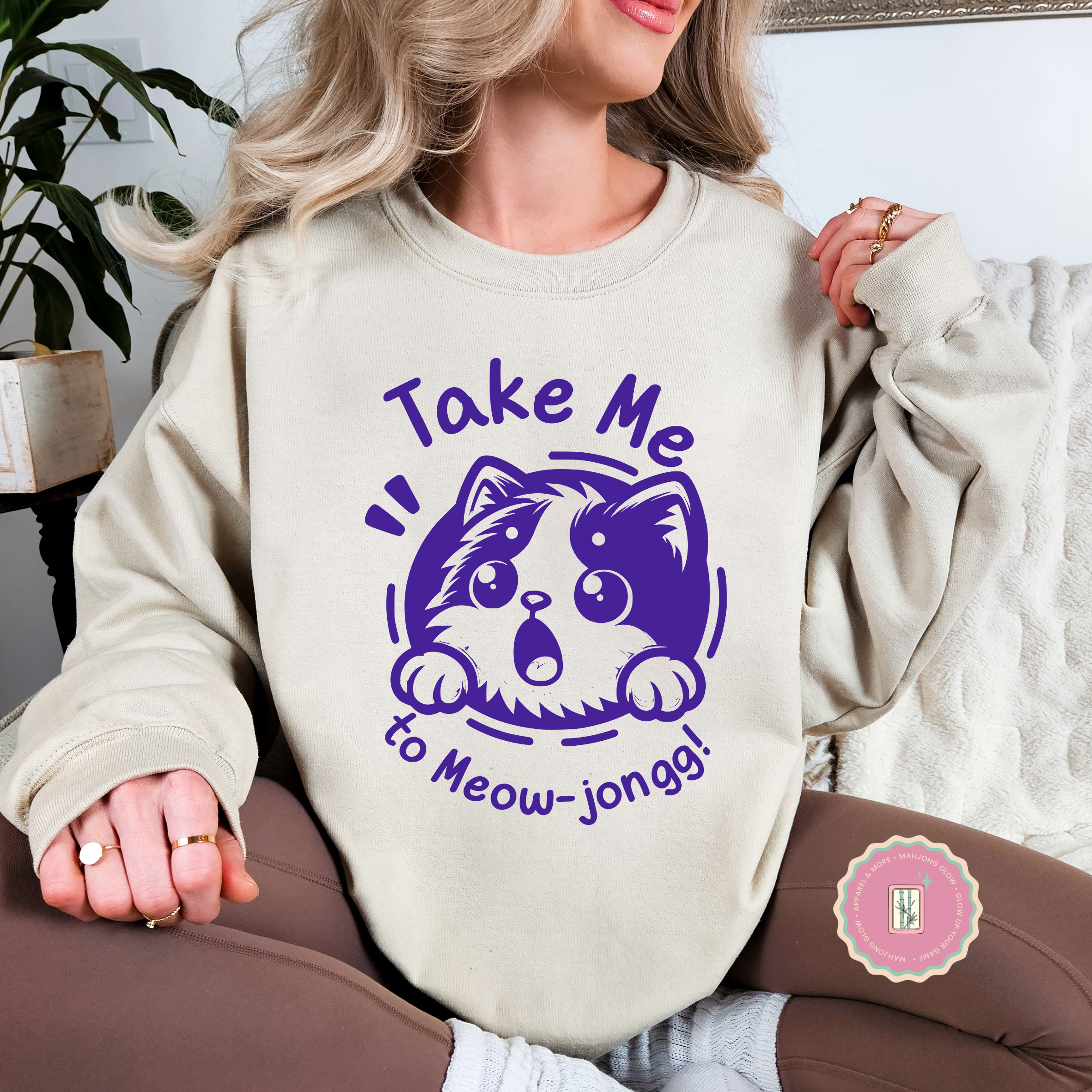 Take Me to Meow-jongg Sweatshirt, Mahjong Cat Lover Gildan 18000 Crewneck for American Mahjong Players, Cute Cozy Gamer Gift product thumbnail image Take Me to Meow-jongg Sweatshirt, Mahjong Cat Lover Gildan 18000 Crewneck for American Mahjong Players, Cute Cozy Gamer Gift product thumbnail image
