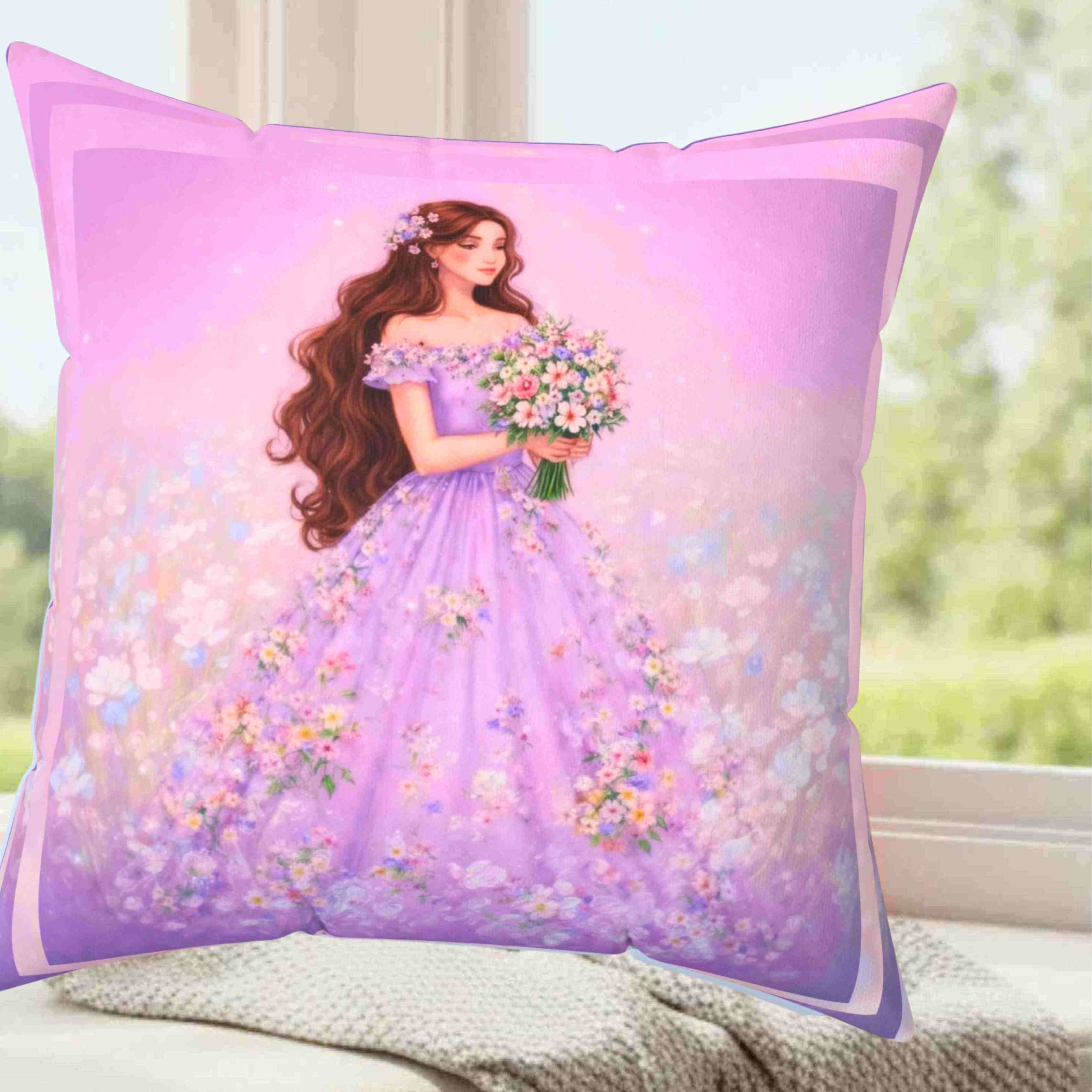Lavender Fairytale Pillow | Square Decorative Throw Cushion product thumbnail image