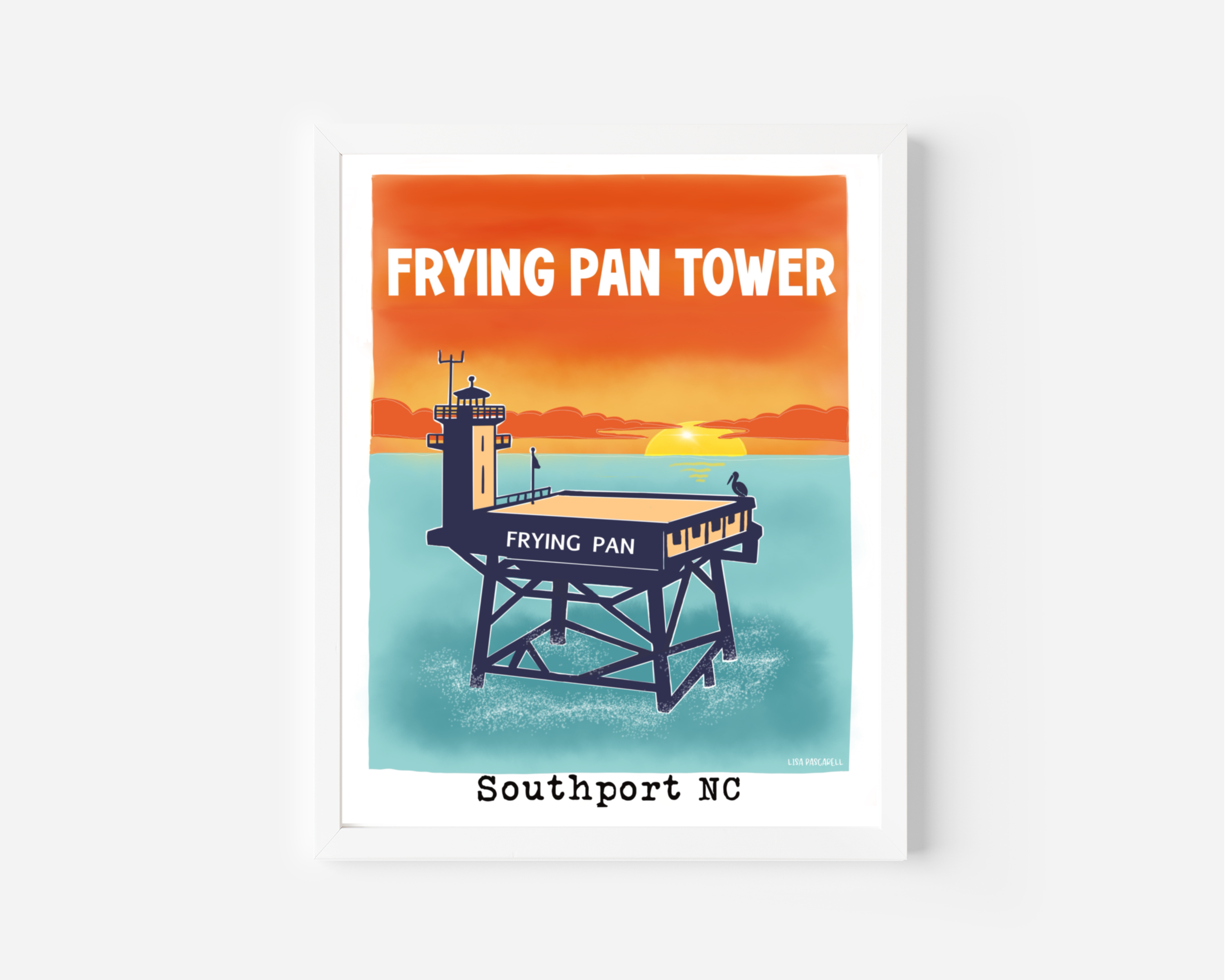 Frying Pan Tower Poster — Southport NC Vintage Coastal Print product thumbnail image Frying Pan Tower Poster — Southport NC Vintage Coastal Print product thumbnail image