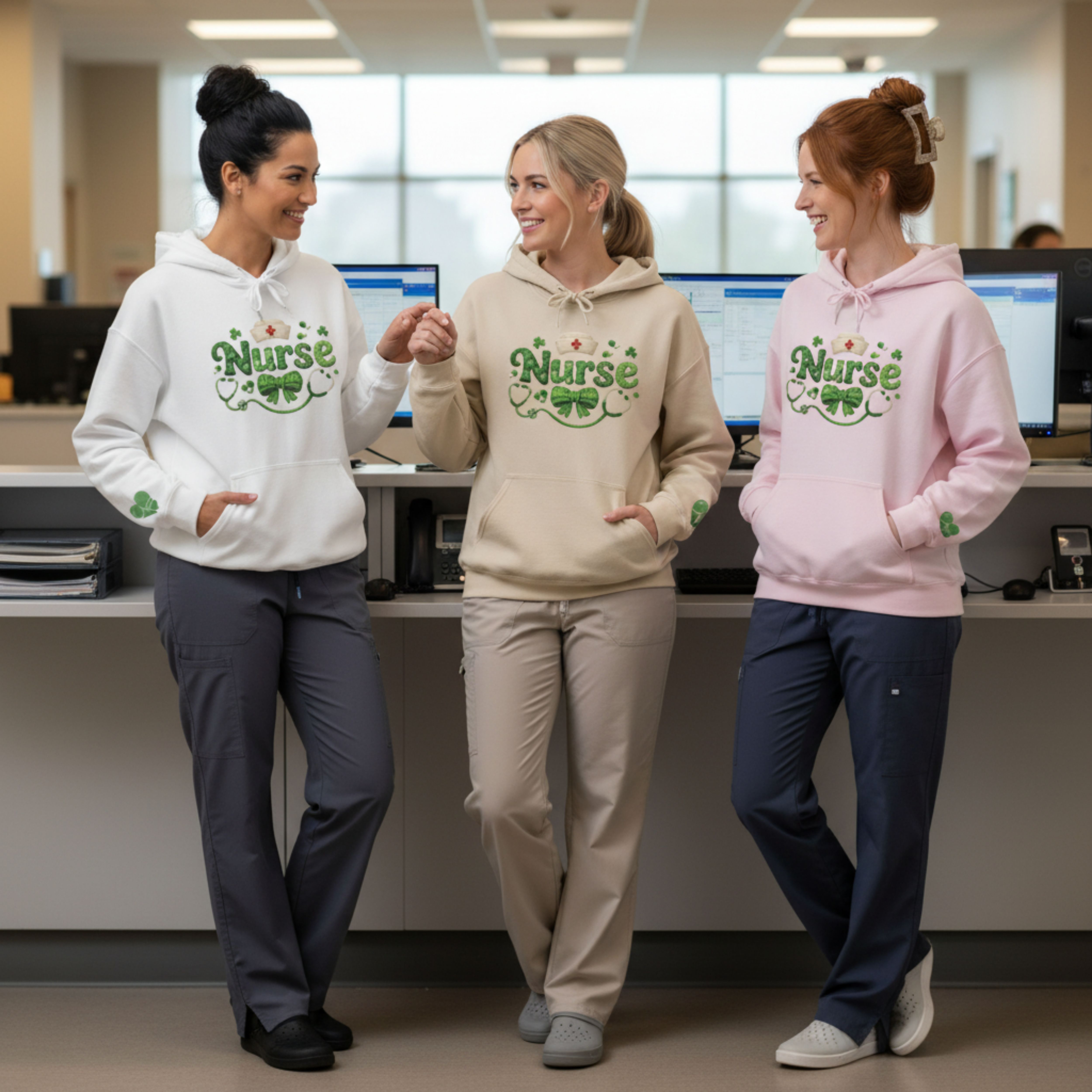 Nurse St. Patrick's Day Hoodie - Green Shamrock Nurse Design product thumbnail image Nurse St. Patrick's Day Hoodie - Green Shamrock Nurse Design product thumbnail image