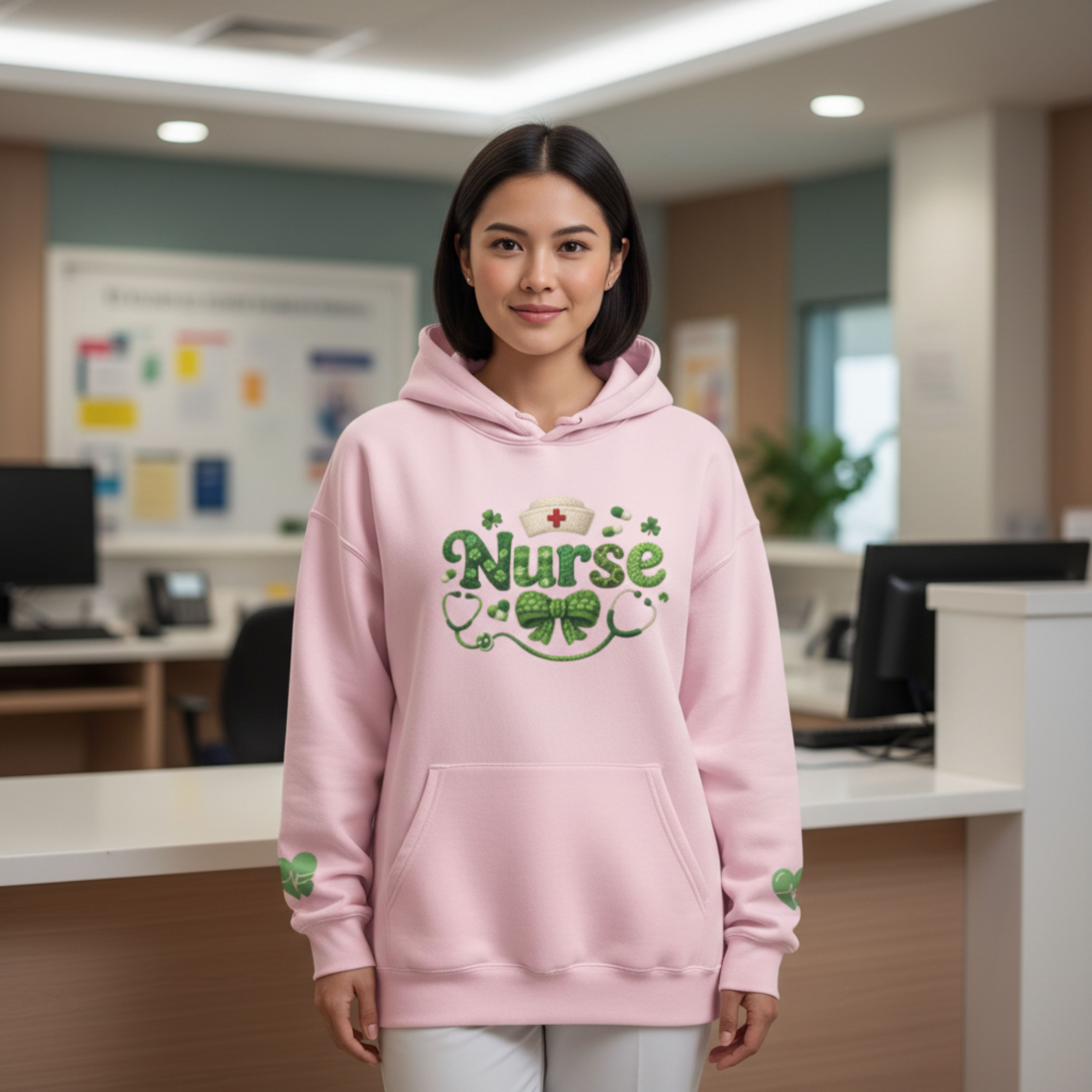 Nurse St. Patrick's Day Hoodie - Green Shamrock Nurse Design product thumbnail image Nurse St. Patrick's Day Hoodie - Green Shamrock Nurse Design product thumbnail image