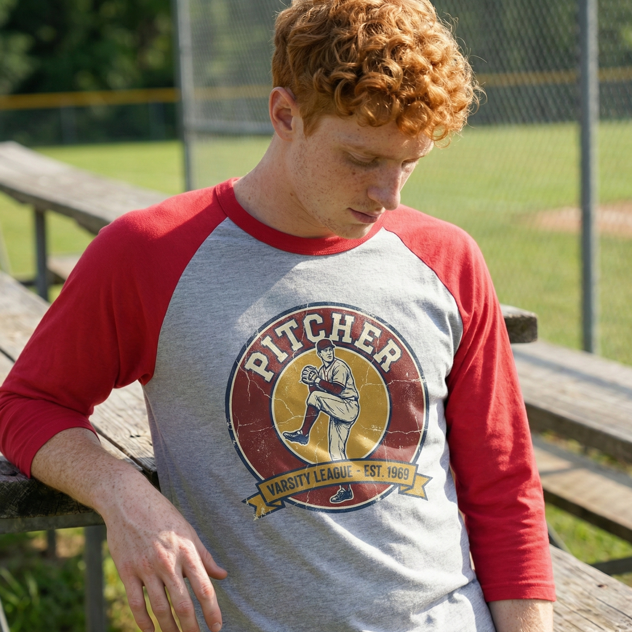 Pitcher Vintage Baseball Raglan Shirt – Retro Throwback product thumbnail image
