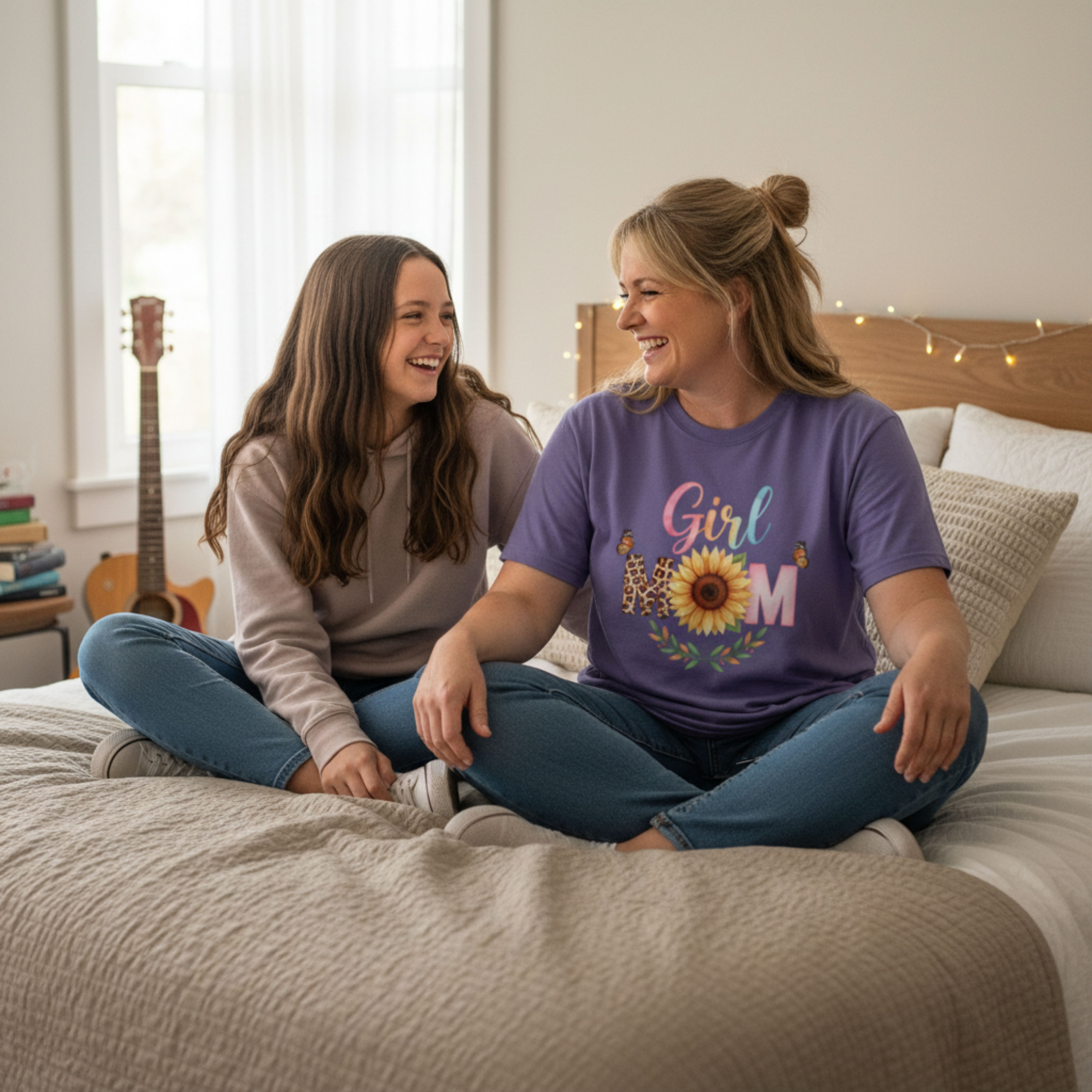 Girl Mom T-Shirt - Sunflower &amp; Leopard Print Mom Tee product thumbnail image