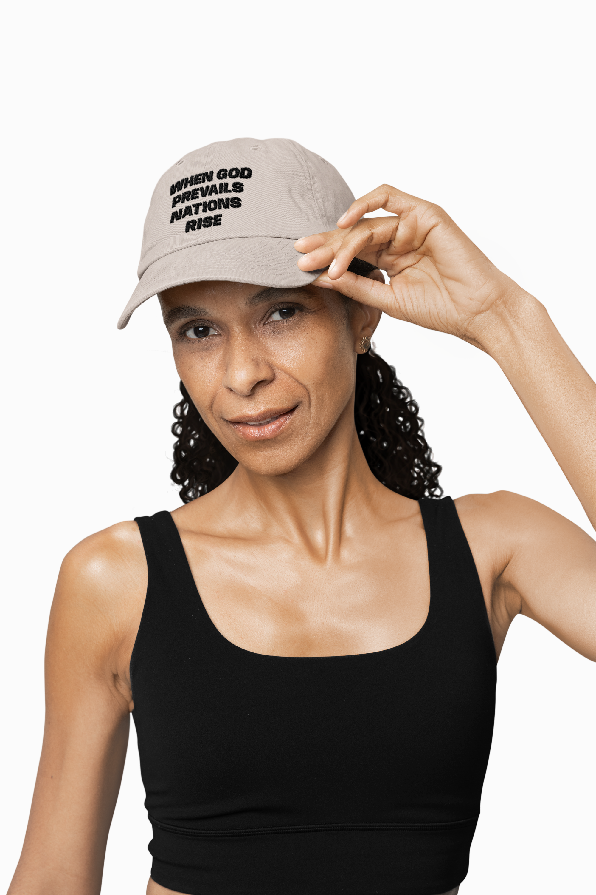 WHEN GOD PREVAILS NATIONS RISE Unisex Dad Cap | Embroidered Faith Statement Hat | Low-Profile Cotton Cap | Color Options | LifeCoachDesigns.shop Exclusive product thumbnail image