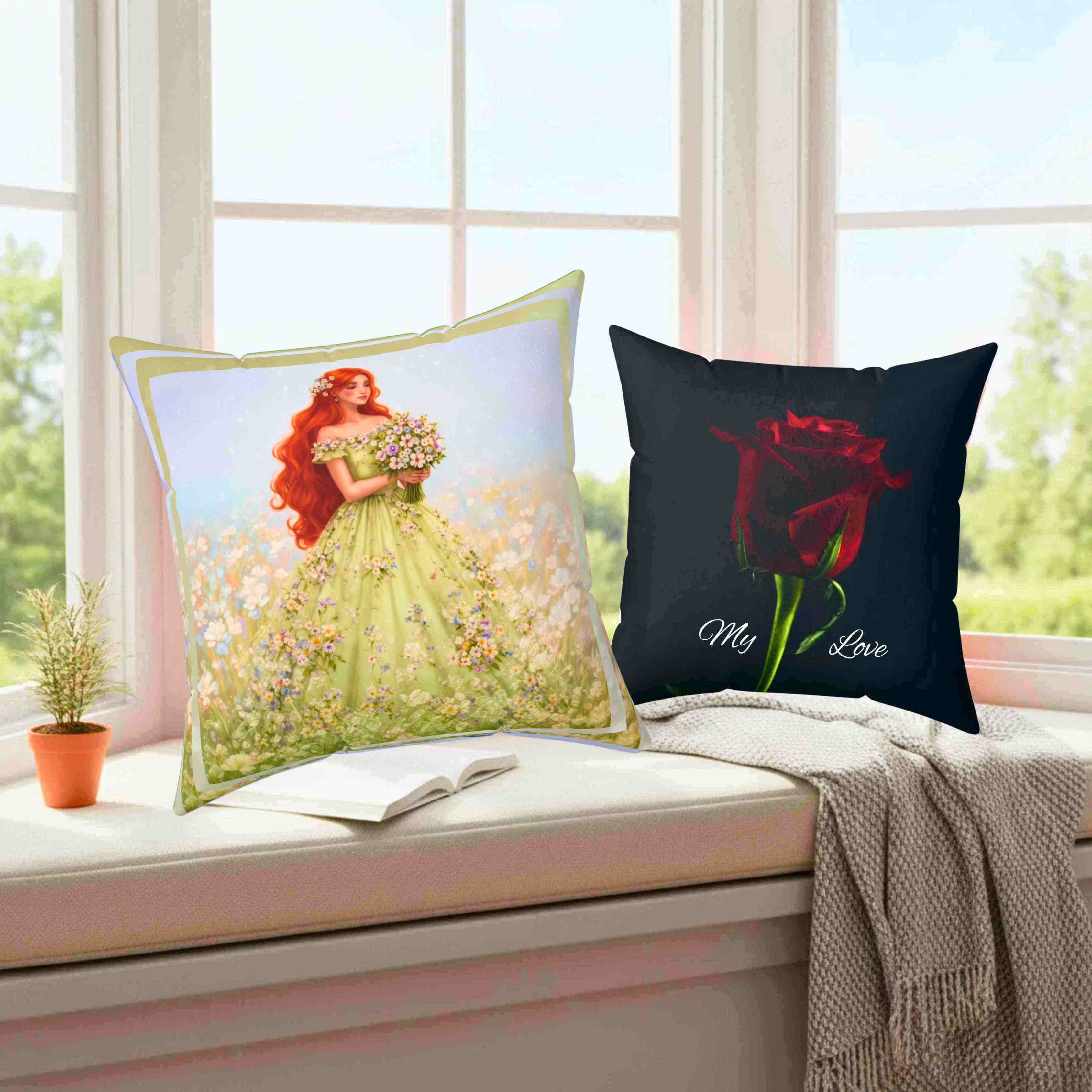 Redhead Fairytale Princess Pillow | Square Cushion product thumbnail image