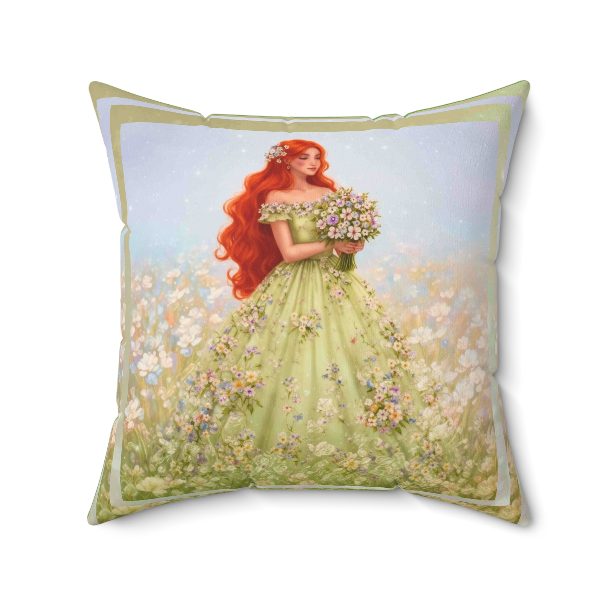 Redhead Fairytale Princess Pillow | Square Cushion product thumbnail image Redhead Fairytale Princess Pillow | Square Cushion product thumbnail image