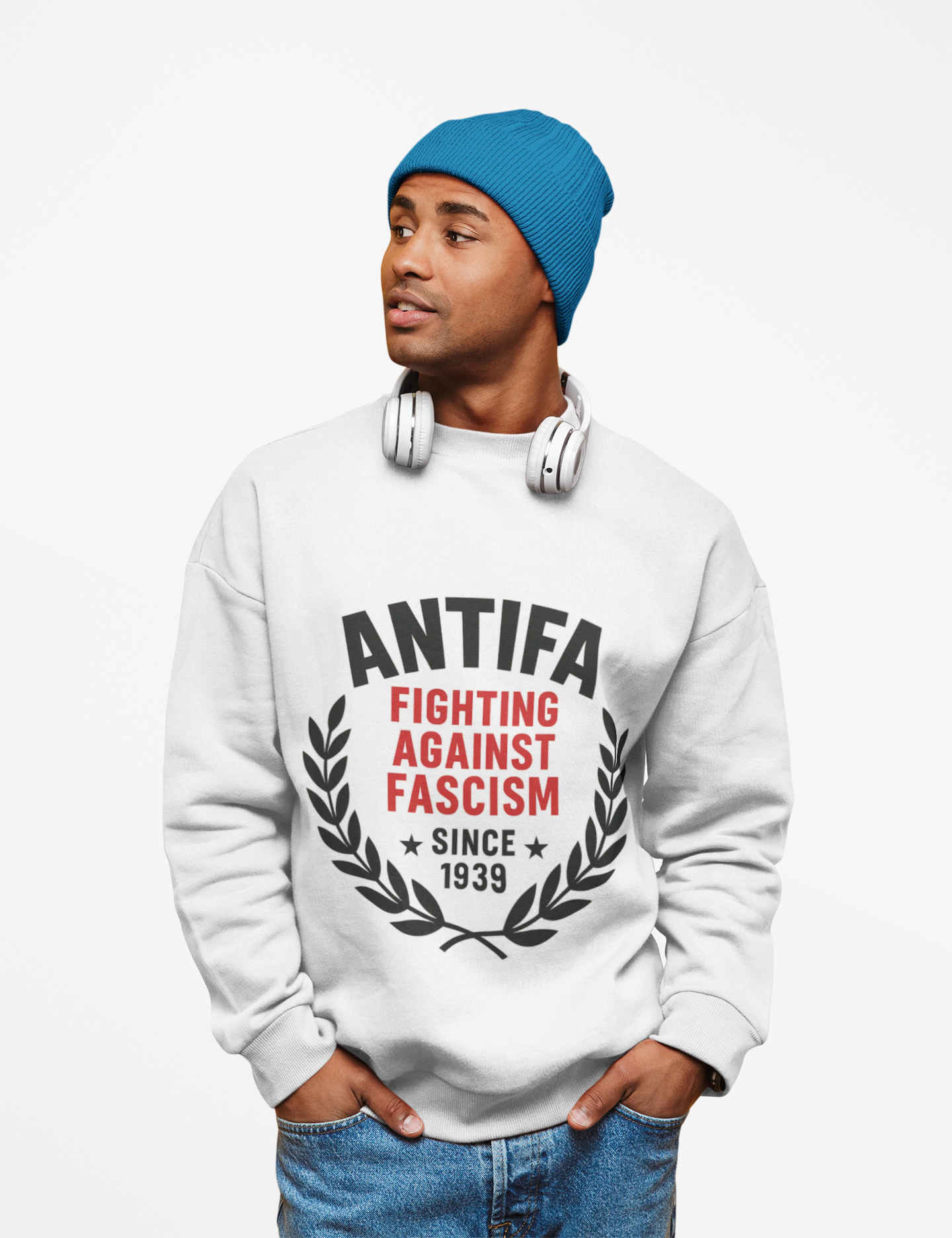 Antifa “Fighting Against Fascism Since 1939” Crewneck Sweatshirt product thumbnail image