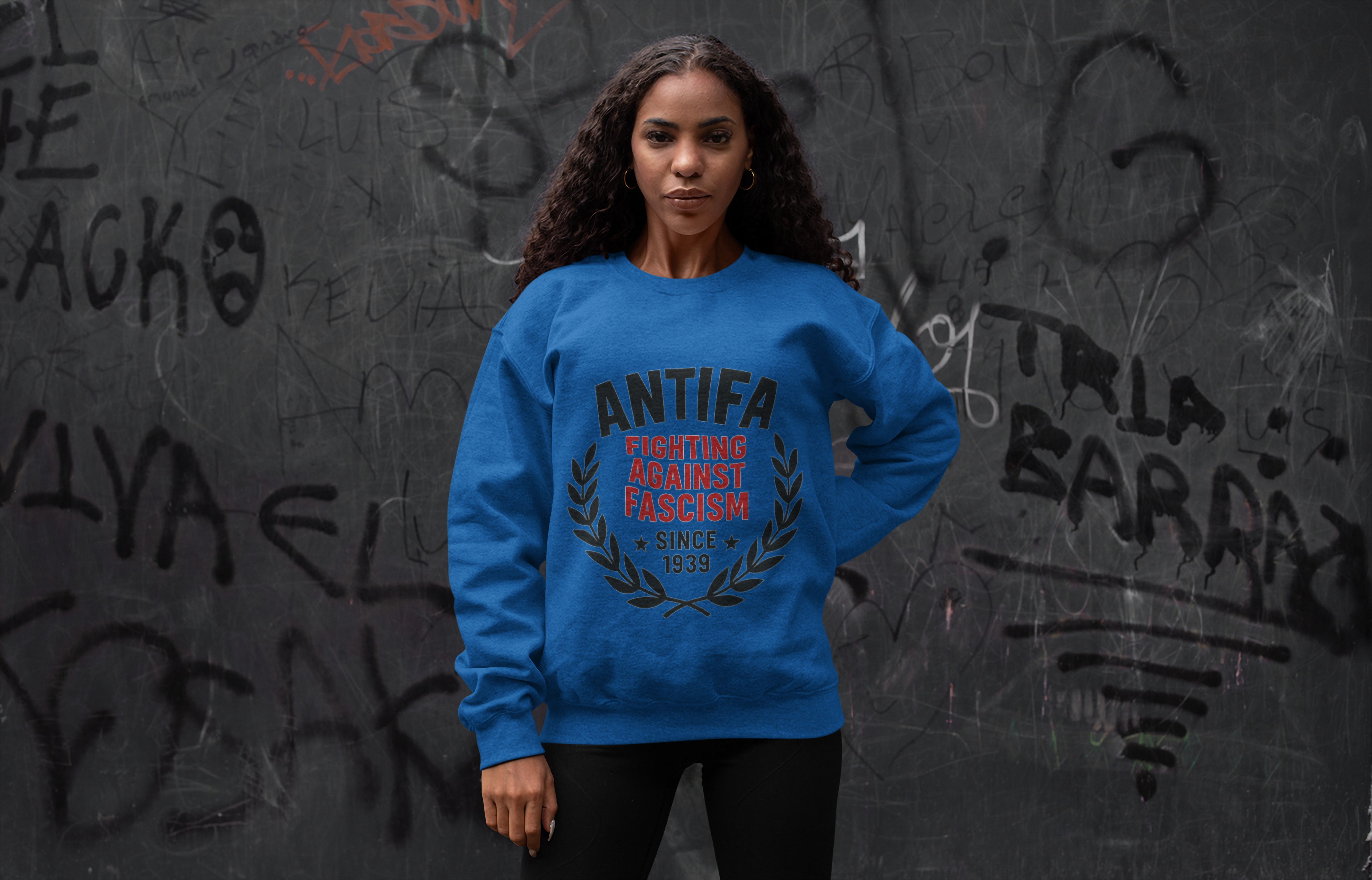 Antifa “Fighting Against Fascism Since 1939” Crewneck Sweatshirt product thumbnail image