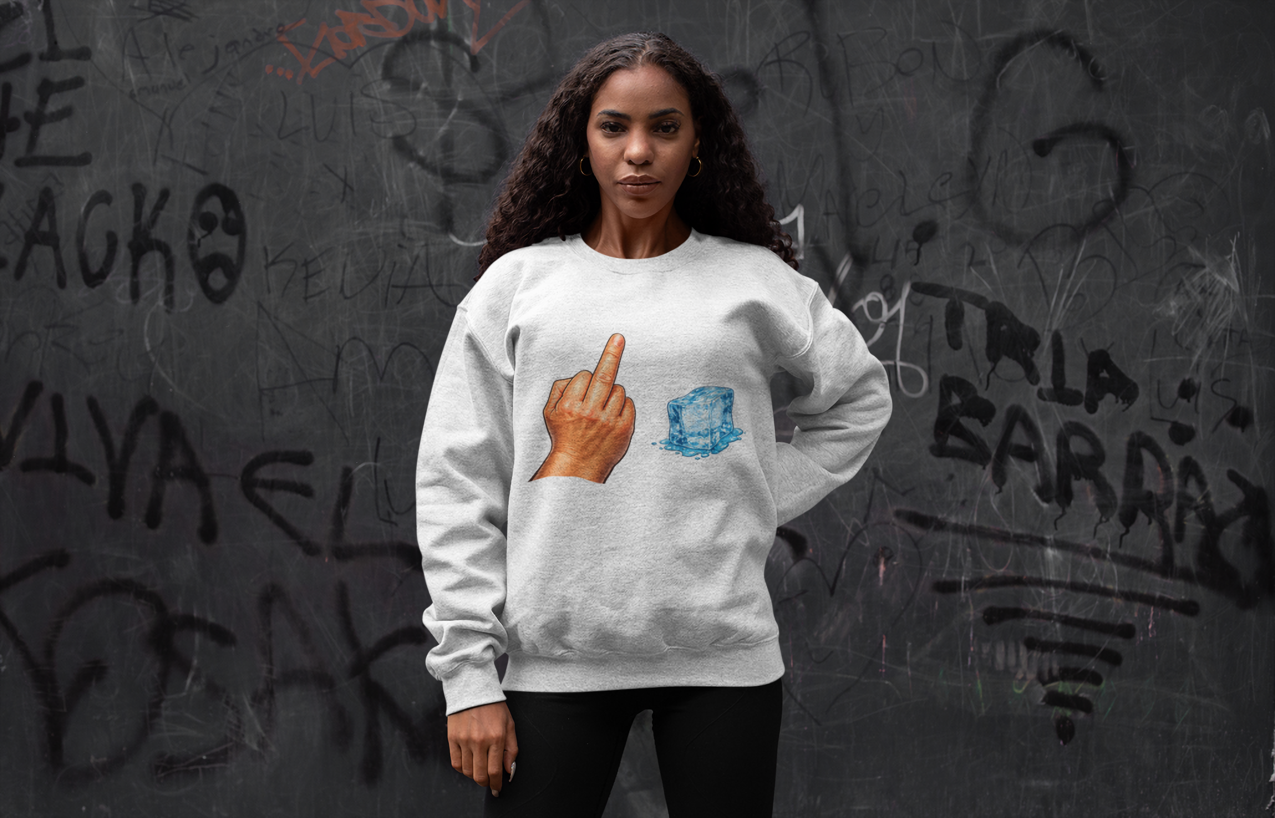Cold as Ice Sweatshirt – Unapologetic Attitude Graphic Unisex Crewneck Sweatshirt product thumbnail image
