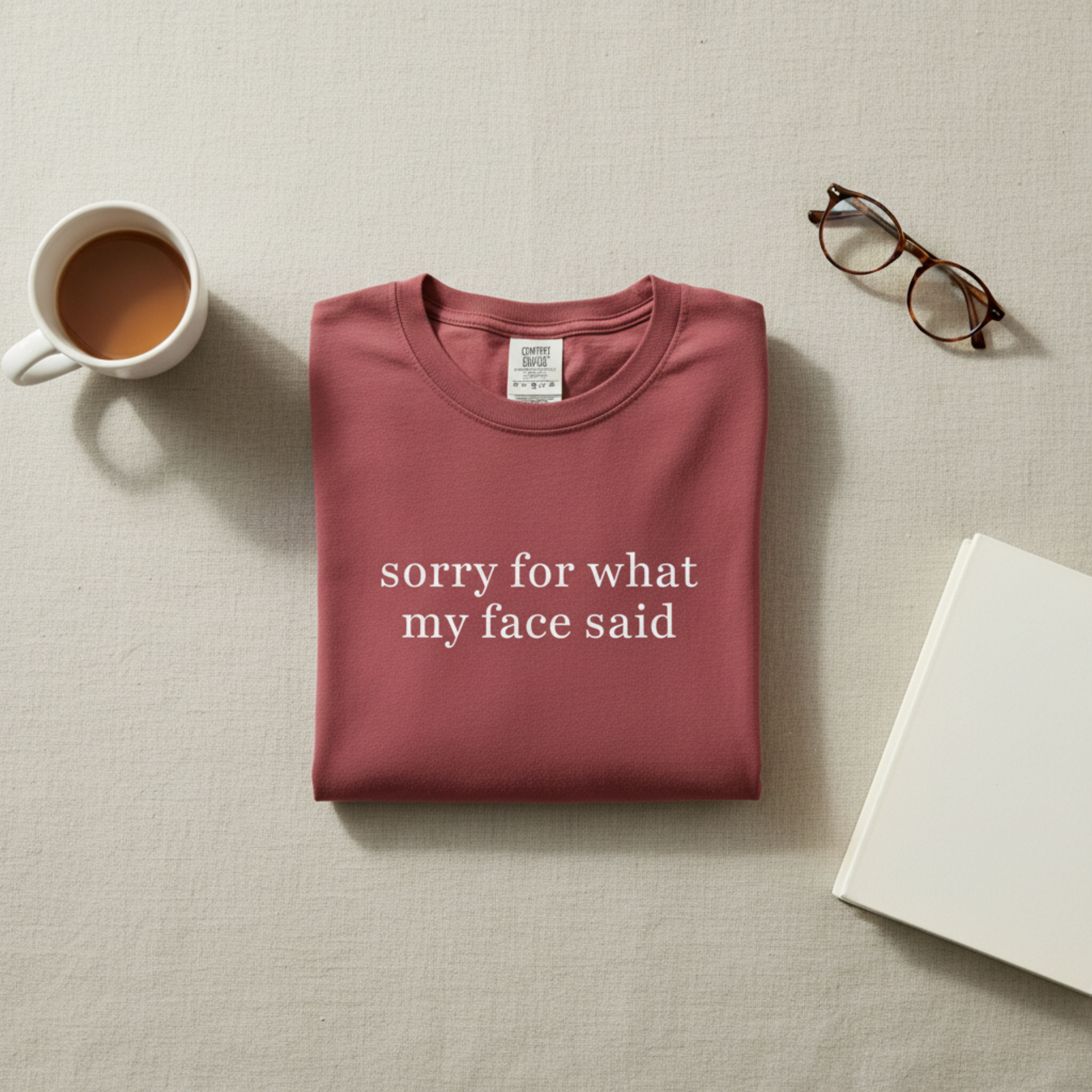 "Sorry For What My Face Said" Graphic Cotton T-Shirt product thumbnail image "Sorry For What My Face Said" Graphic Cotton T-Shirt product thumbnail image