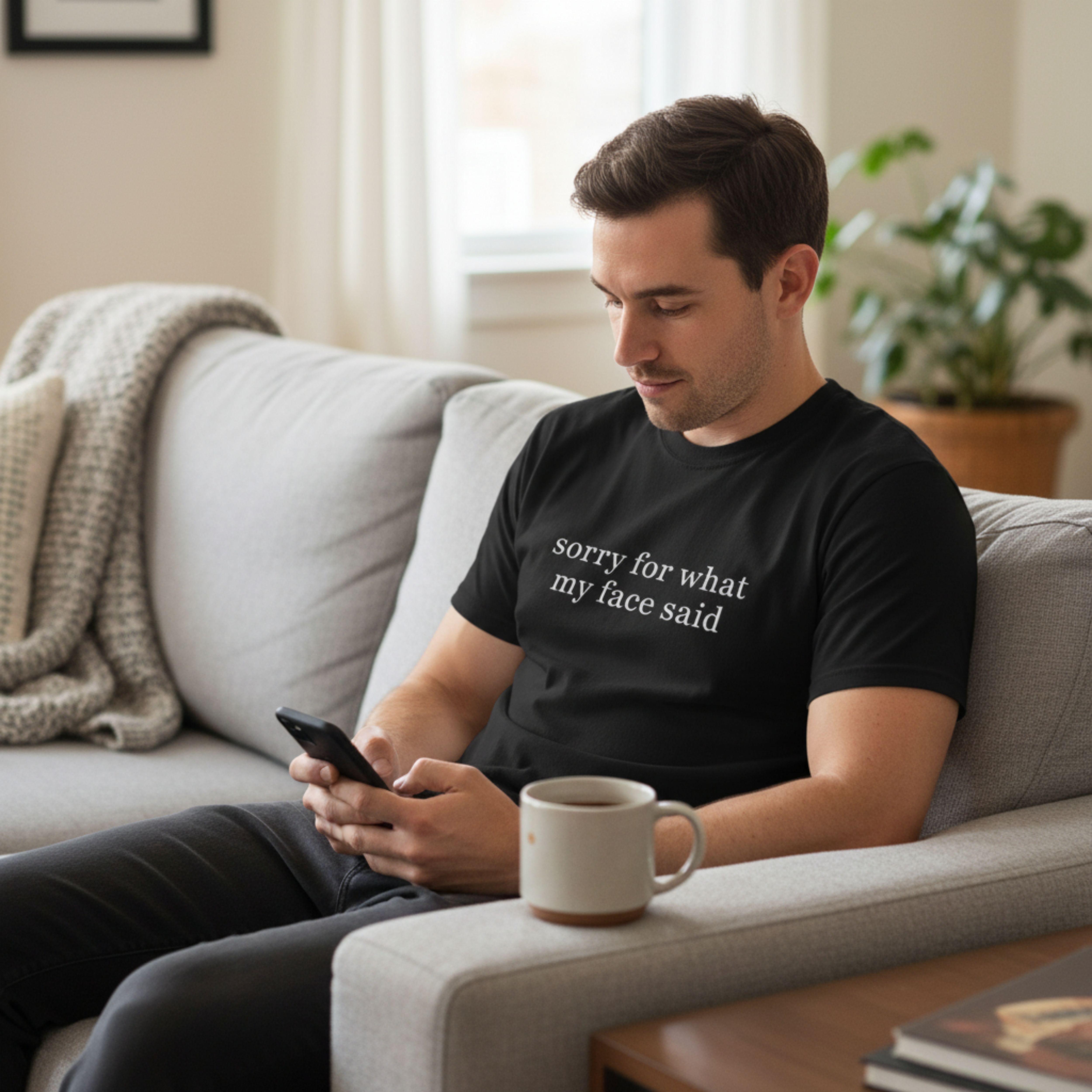 "Sorry For What My Face Said" Graphic Cotton T-Shirt product thumbnail image "Sorry For What My Face Said" Graphic Cotton T-Shirt product thumbnail image