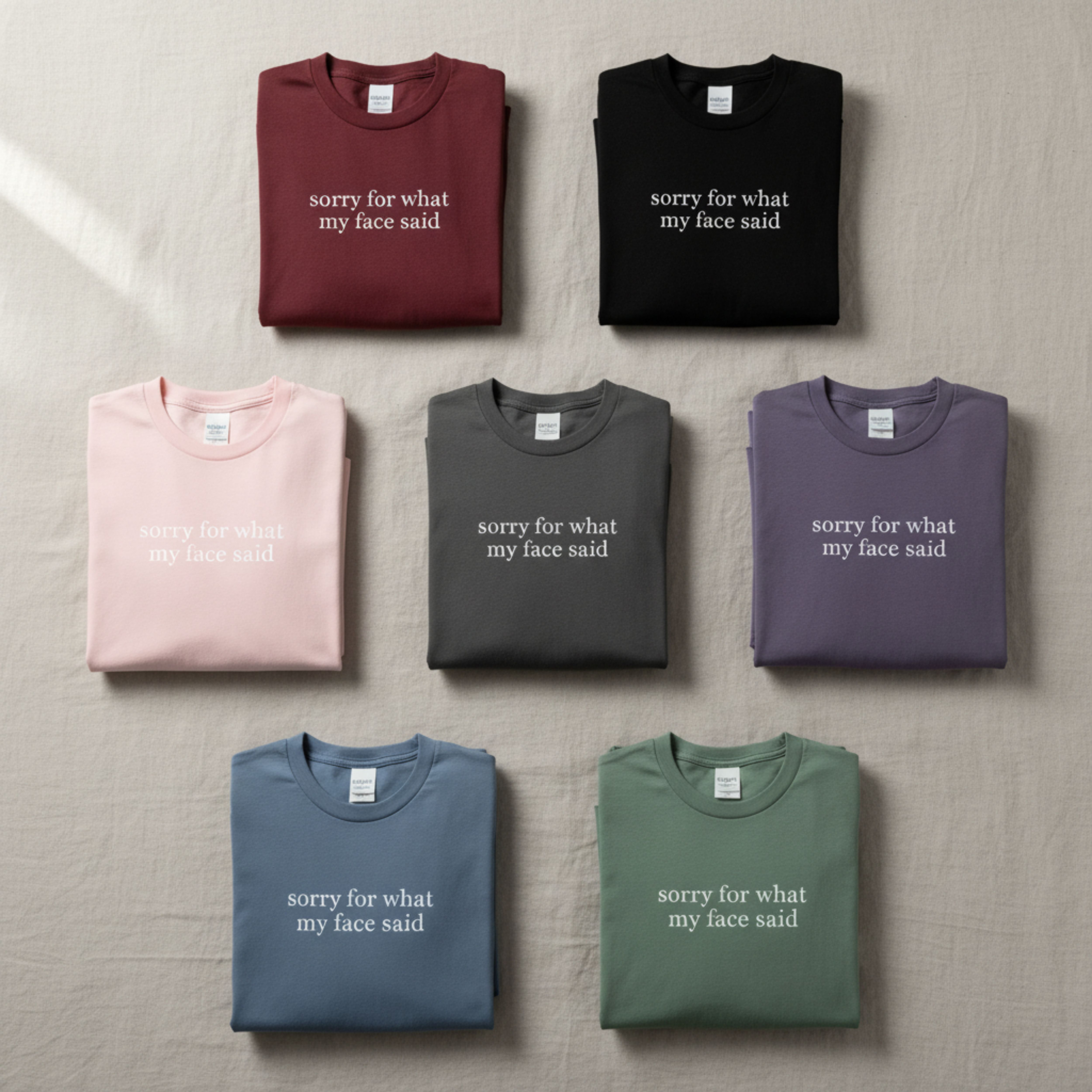 "Sorry For What My Face Said" Graphic Cotton T-Shirt