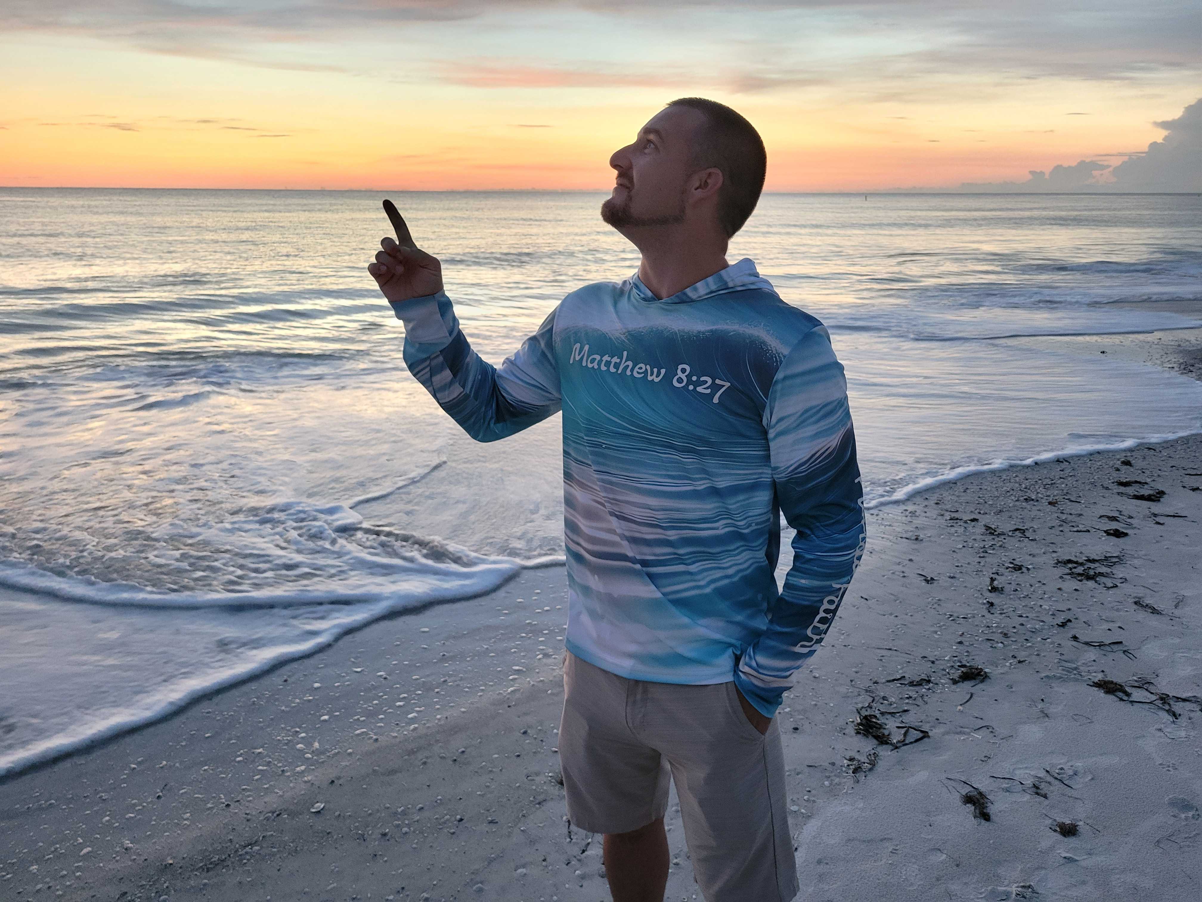 Matthew 8:27 "Even the Winds and the Waves Obey Him" Light Weight Fishing Hoodie Florida Faith product thumbnail image