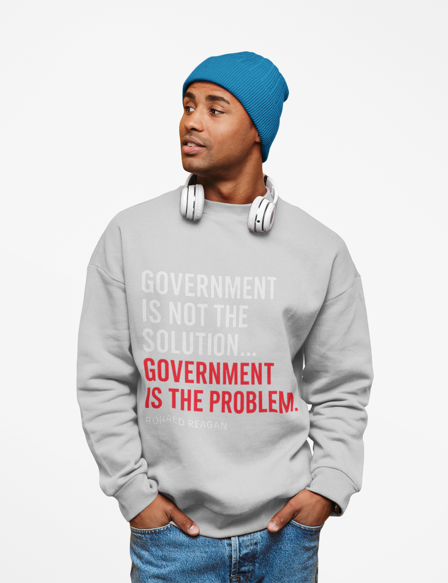  “Government Is the Problem” Political Quote Pullover -Unisex Crewneck Sweatshirt — product thumbnail image