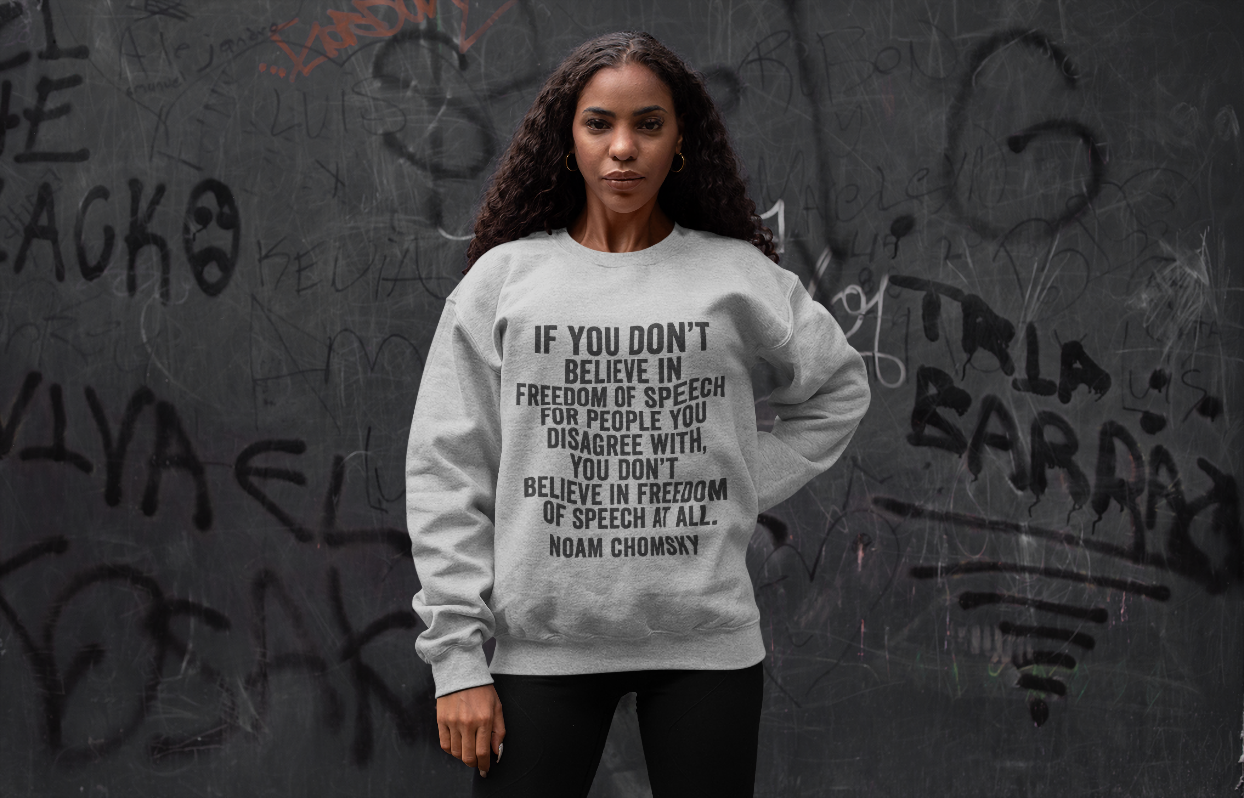 Freedom of Speech Quote Sweatshirt — Noam Chomsky Unisex Crewneck product thumbnail image Freedom of Speech Quote Sweatshirt — Noam Chomsky Unisex Crewneck product thumbnail image