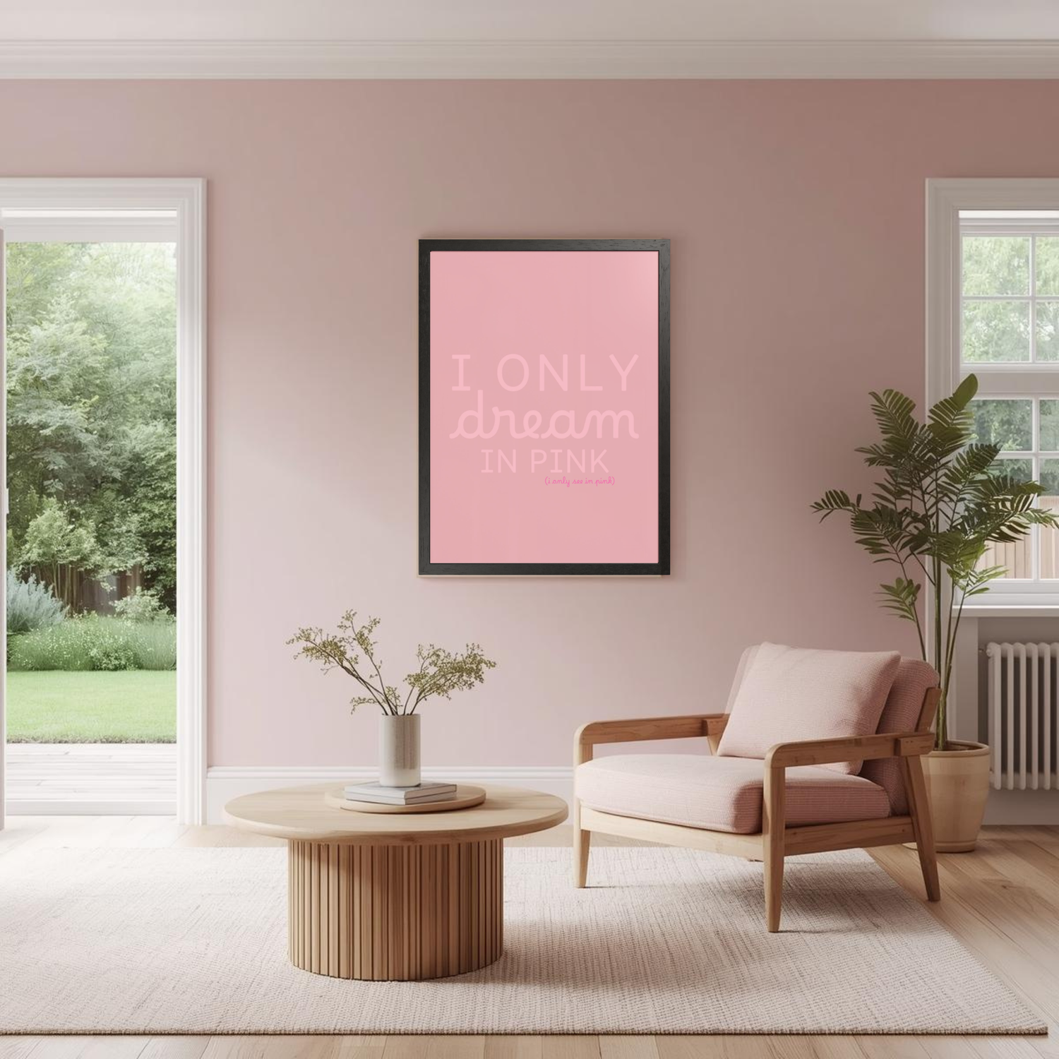 I only dream in pink | Framed Poster — Multi-Color Abstract Wall Art