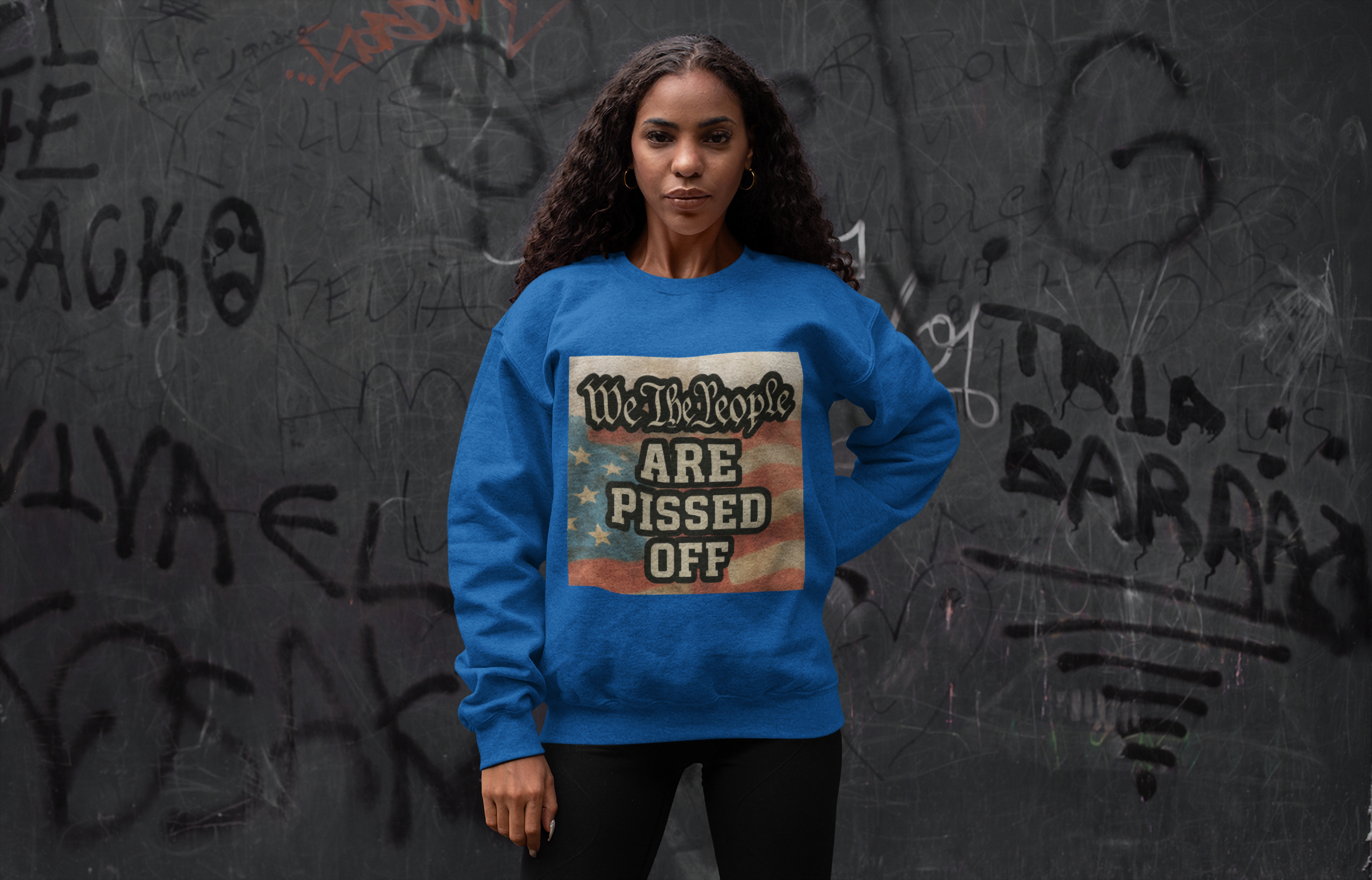 "We The People Are Pissed Off" Vintage Flag Protest Design - Unisex Crewneck Sweatshirt product thumbnail image "We The People Are Pissed Off" Vintage Flag Protest Design - Unisex Crewneck Sweatshirt product thumbnail image